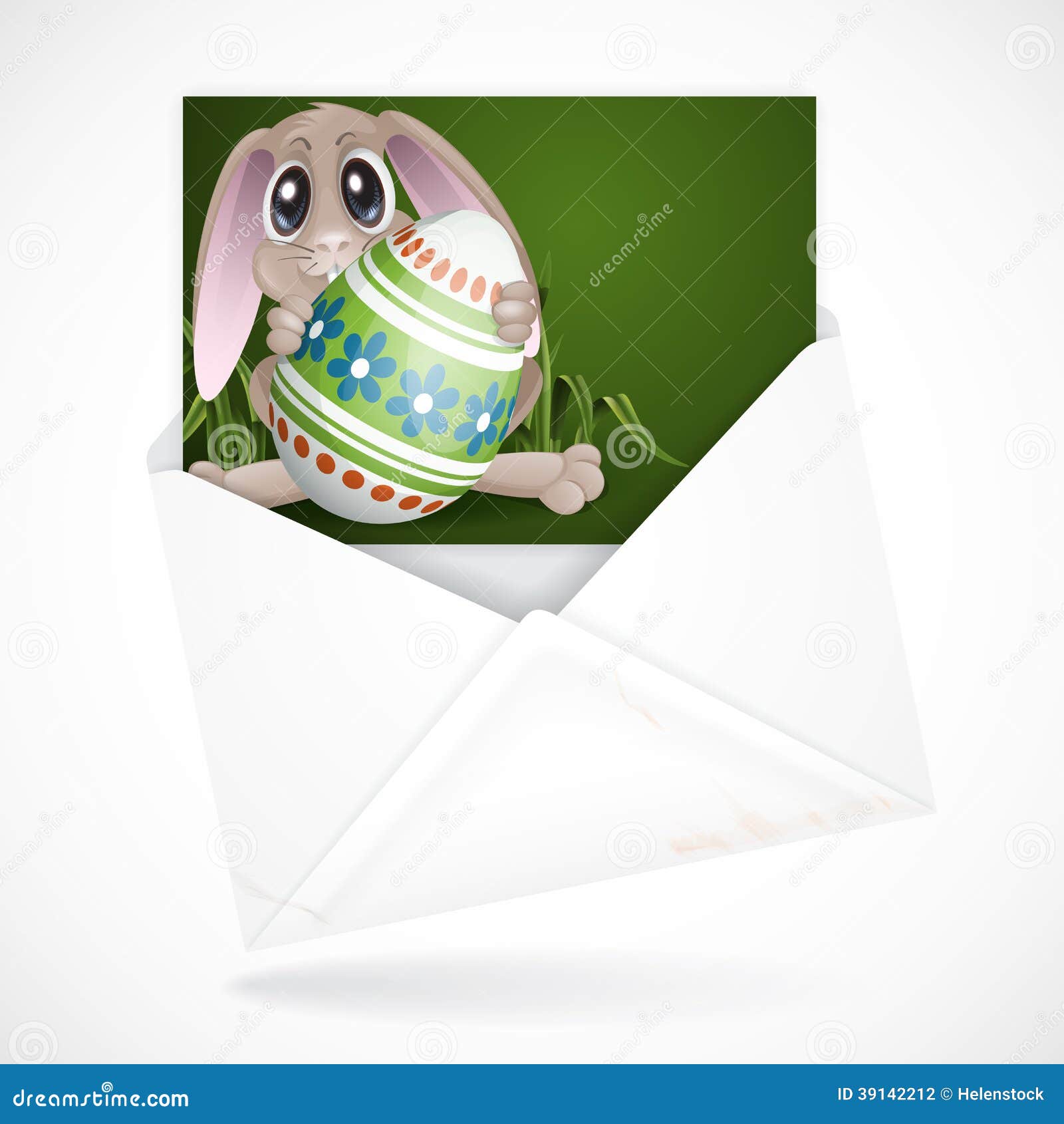 Easter Bunny with Colorful Egg. Stock Vector Illustration of