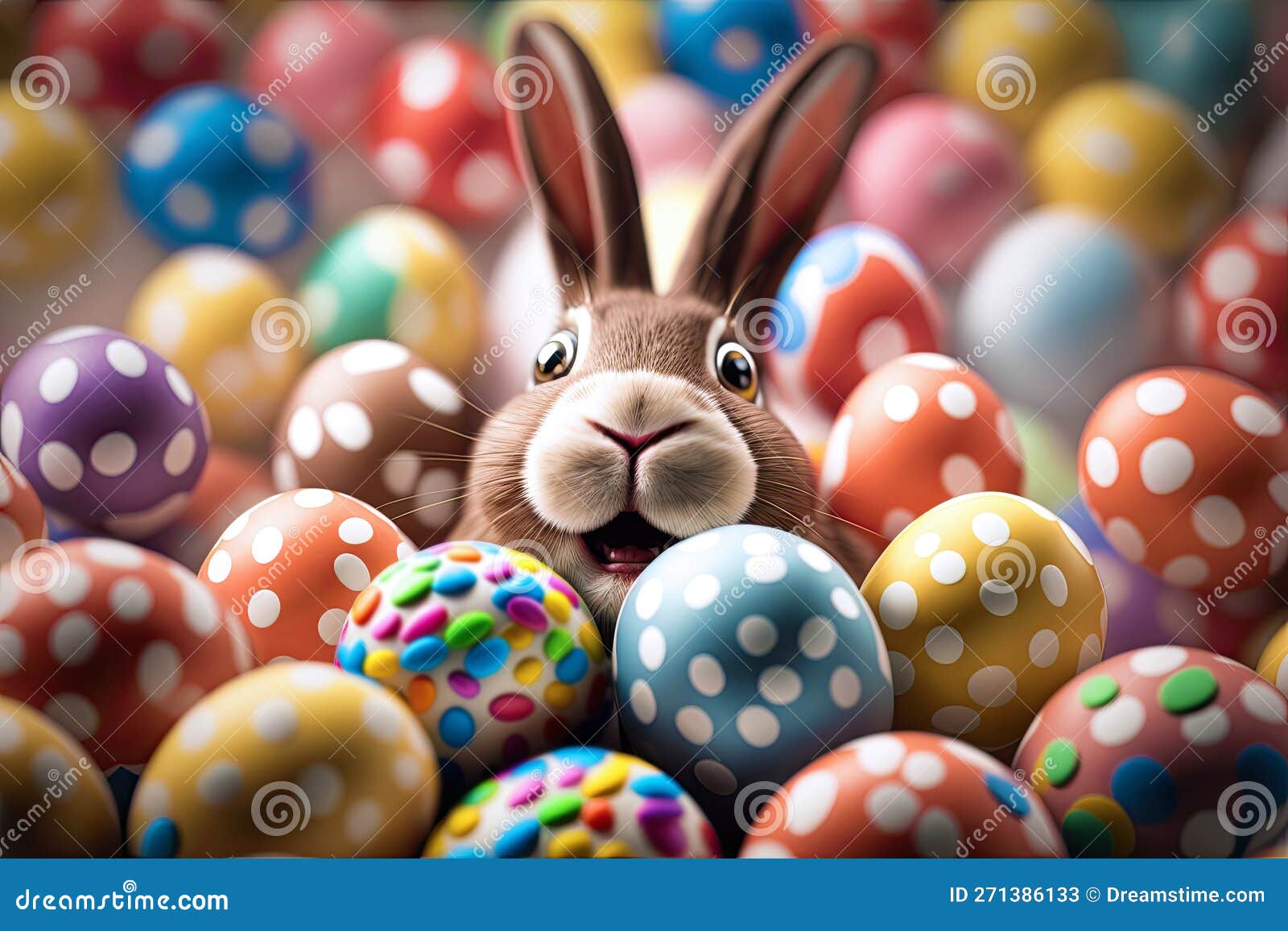 Easter Bunny with Colorful Easter Eggs, Happy Easter Holiday Concept ...