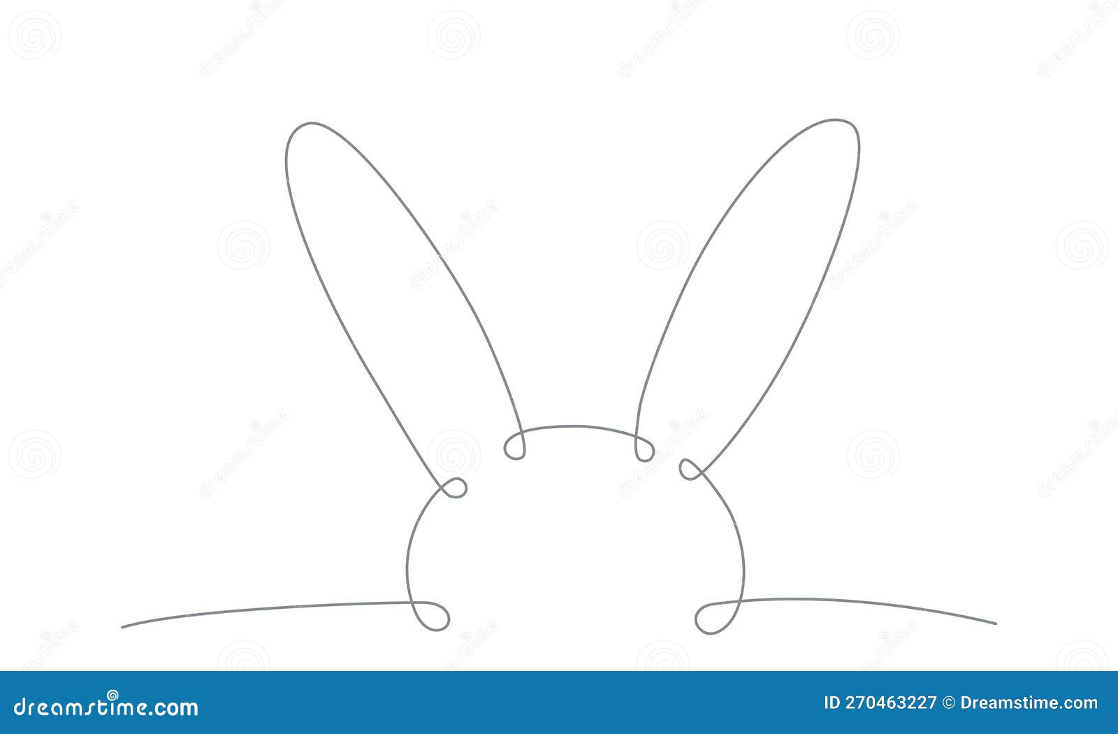 Easter Bunny Continues Line Hand Draw Element. Vector Stock