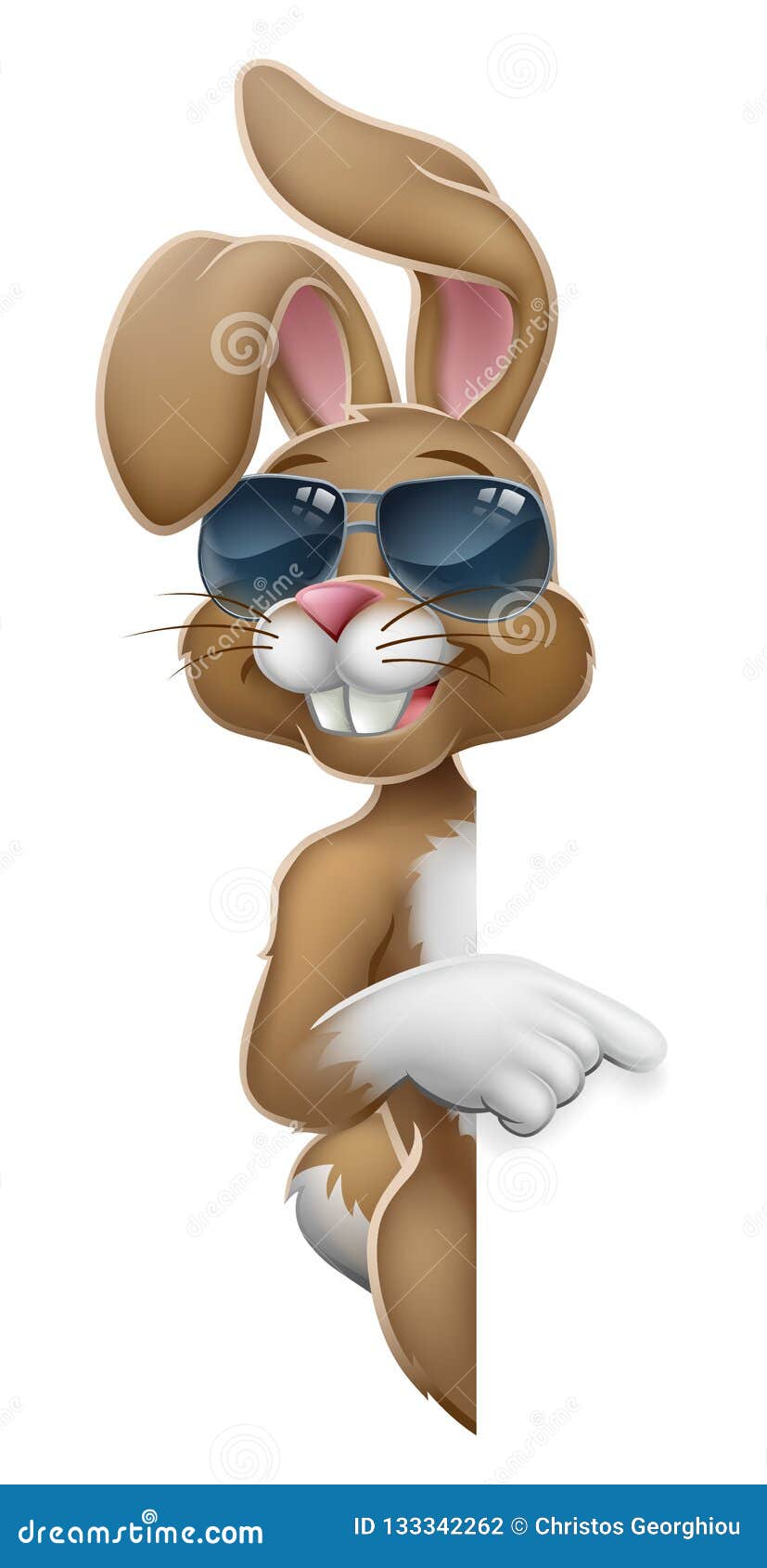 easter bunny cool rabbit pointing cartoon
