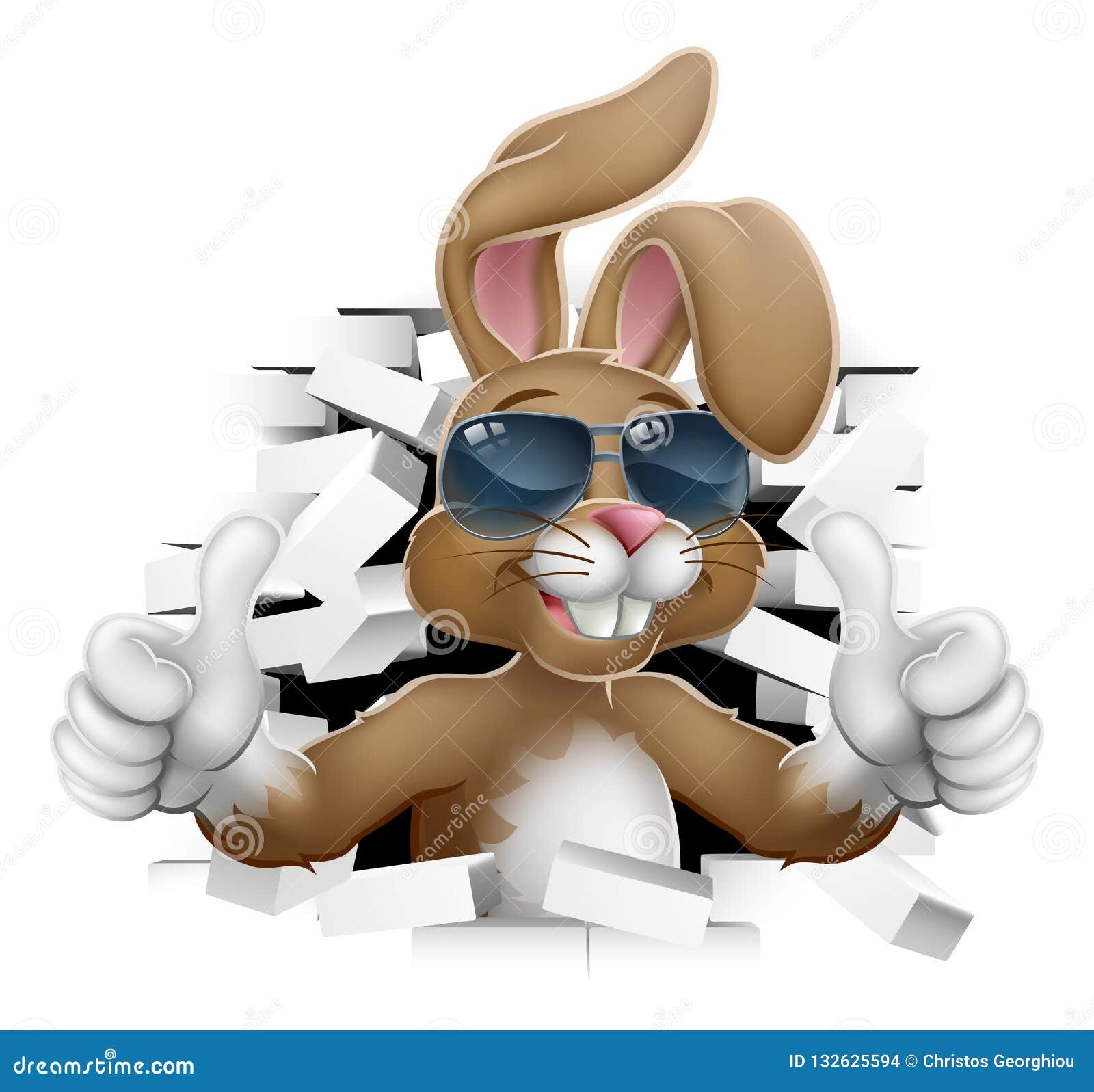easter bunny cool rabbit sunglasses thumbs up stock vector