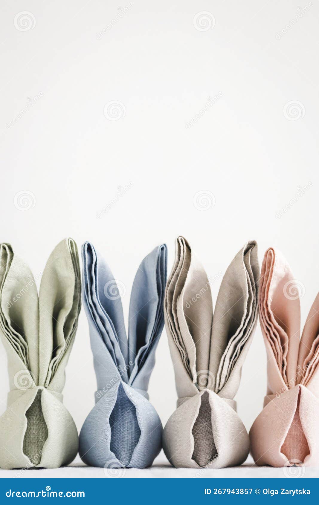Easter Bunny Ear Napkins on White Backdrop. Stock Image Image of