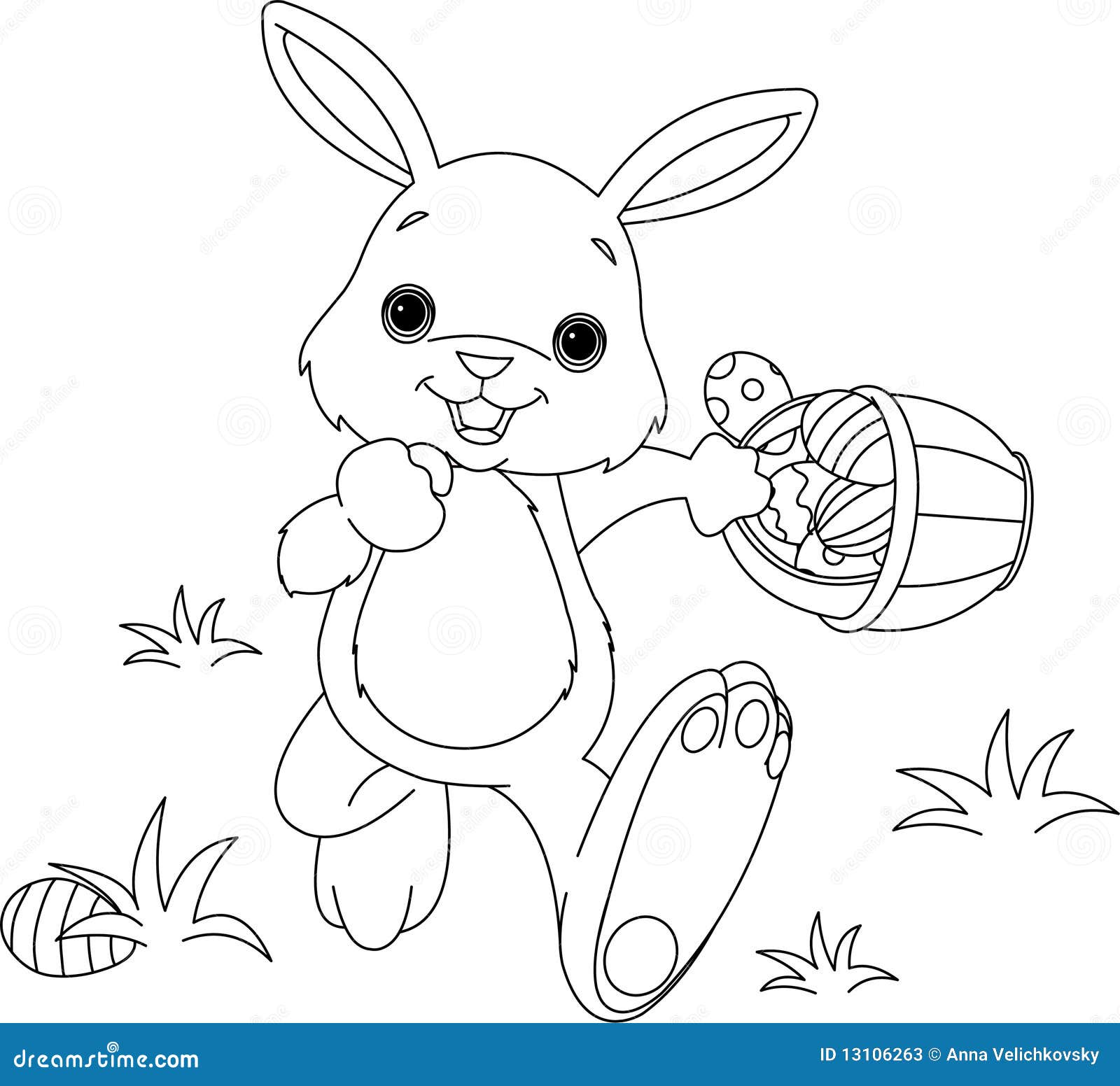 Easter Bunny Hiding Eggs coloring page