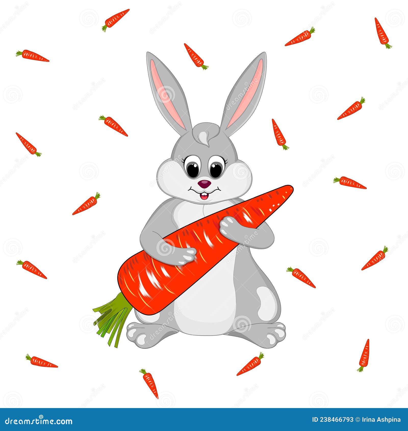 Easter Bunny Holding A Large Carrot Vector Illustration Stock Vector