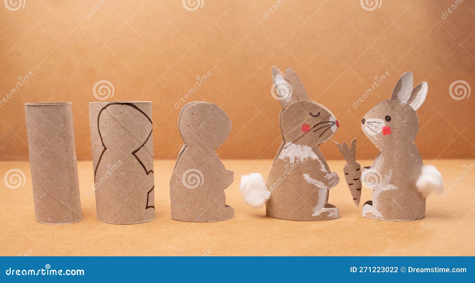 A Easter Bunny Made of Recycled Paper Tube Stock Photo Image of