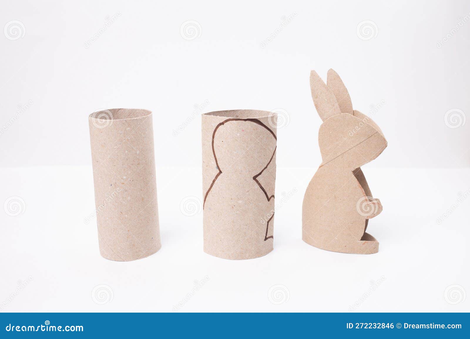 A Easter Bunny Made of Recycled Paper Tube Stock Photo Image of child