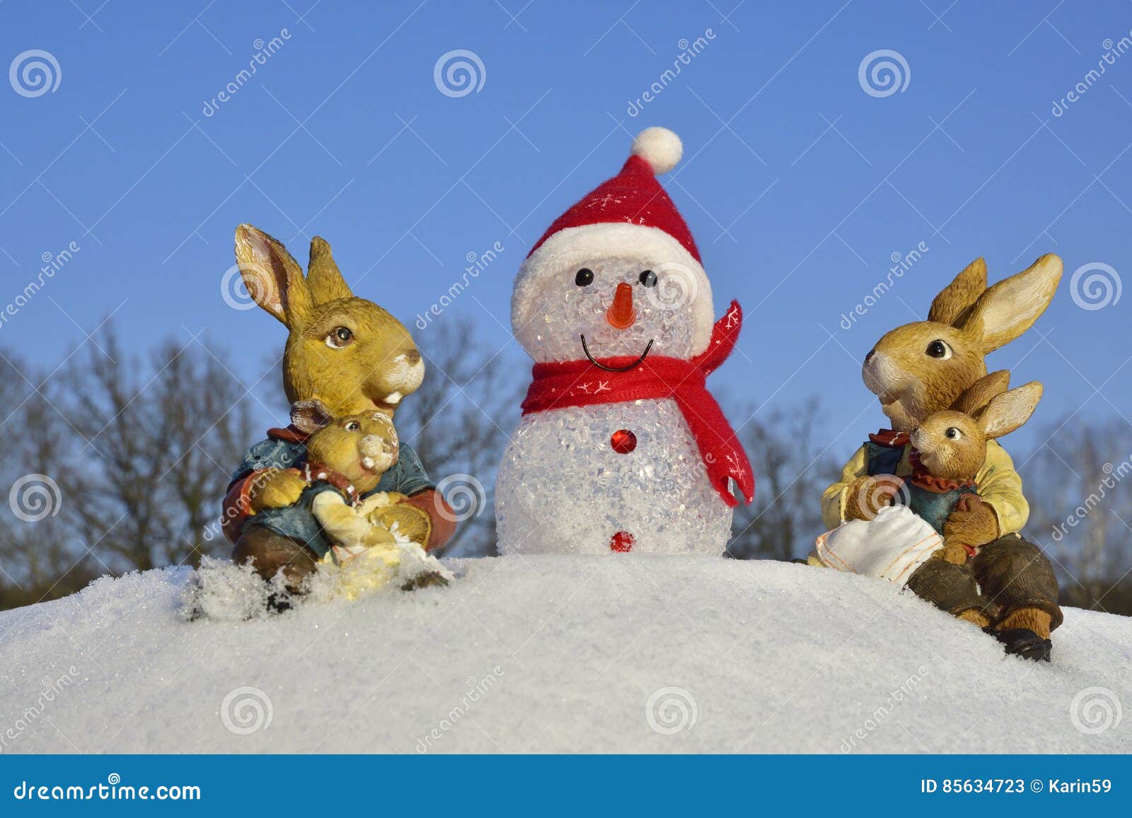Easter bunny meets Snowman stock image. Image of rabbit 85634723