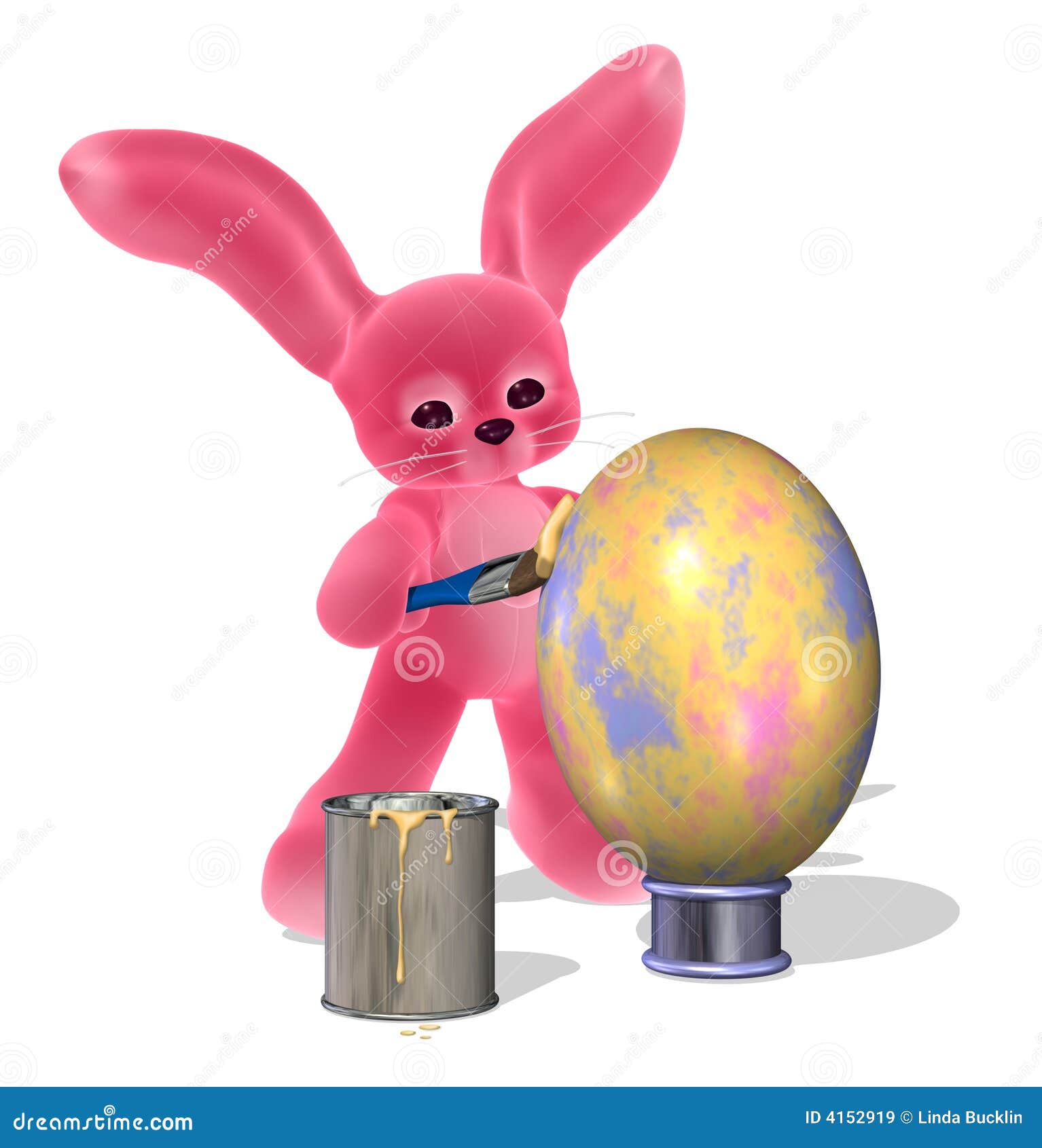 Easter Bunny Painting an Egg 2 Stock Illustration - Illustration of