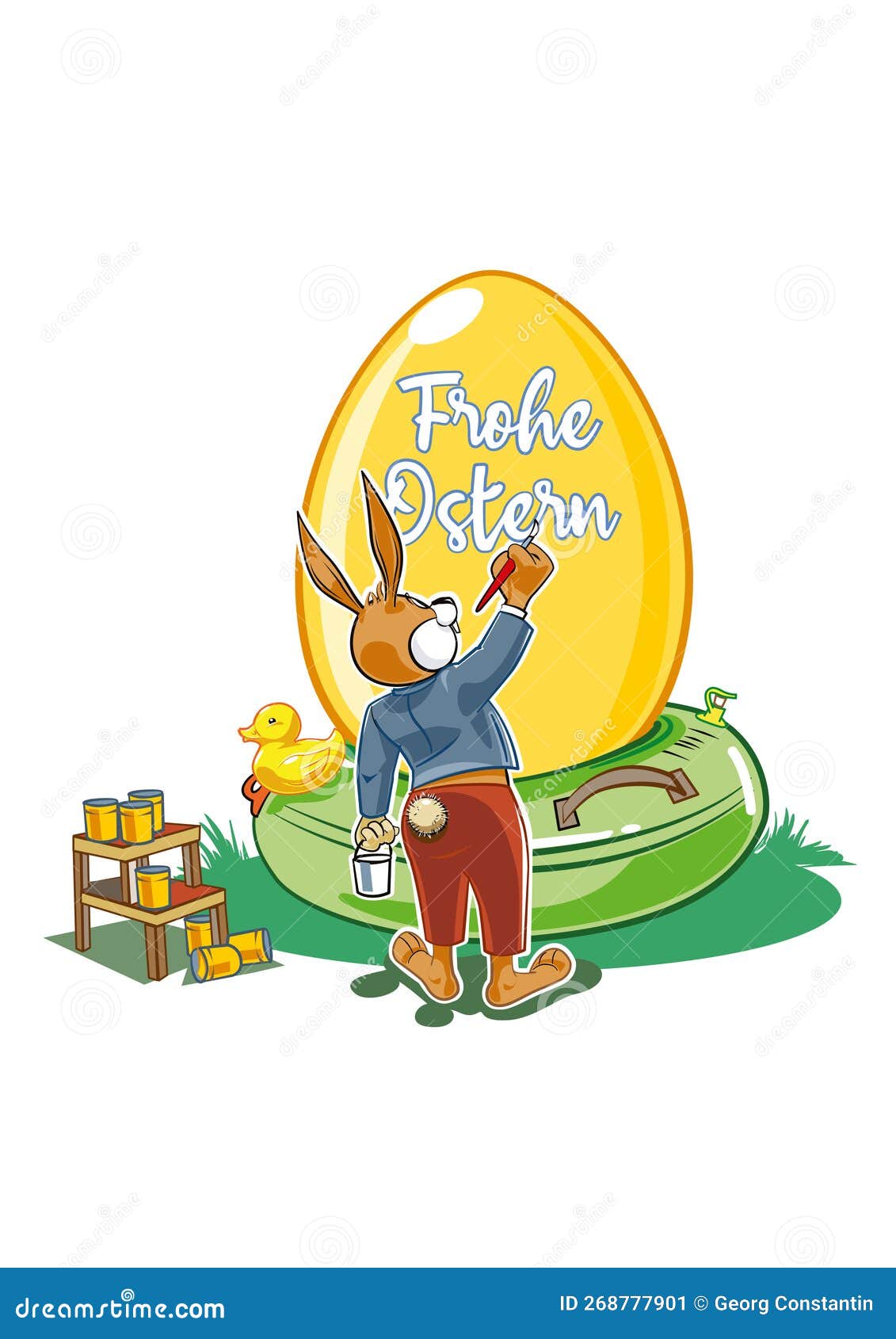 Frohe Ostern Angebot Wood Hare Ears Gras Cartoon Vector | CartoonDealer