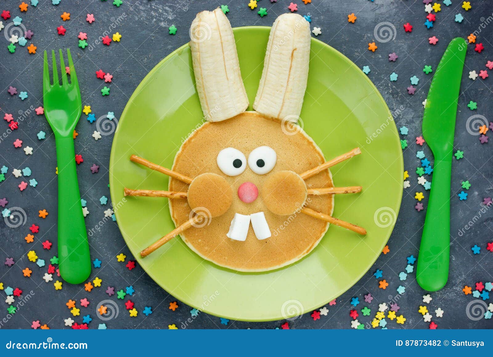 Easter bunny pancakes stock photo. Image of dish, cute 87873482