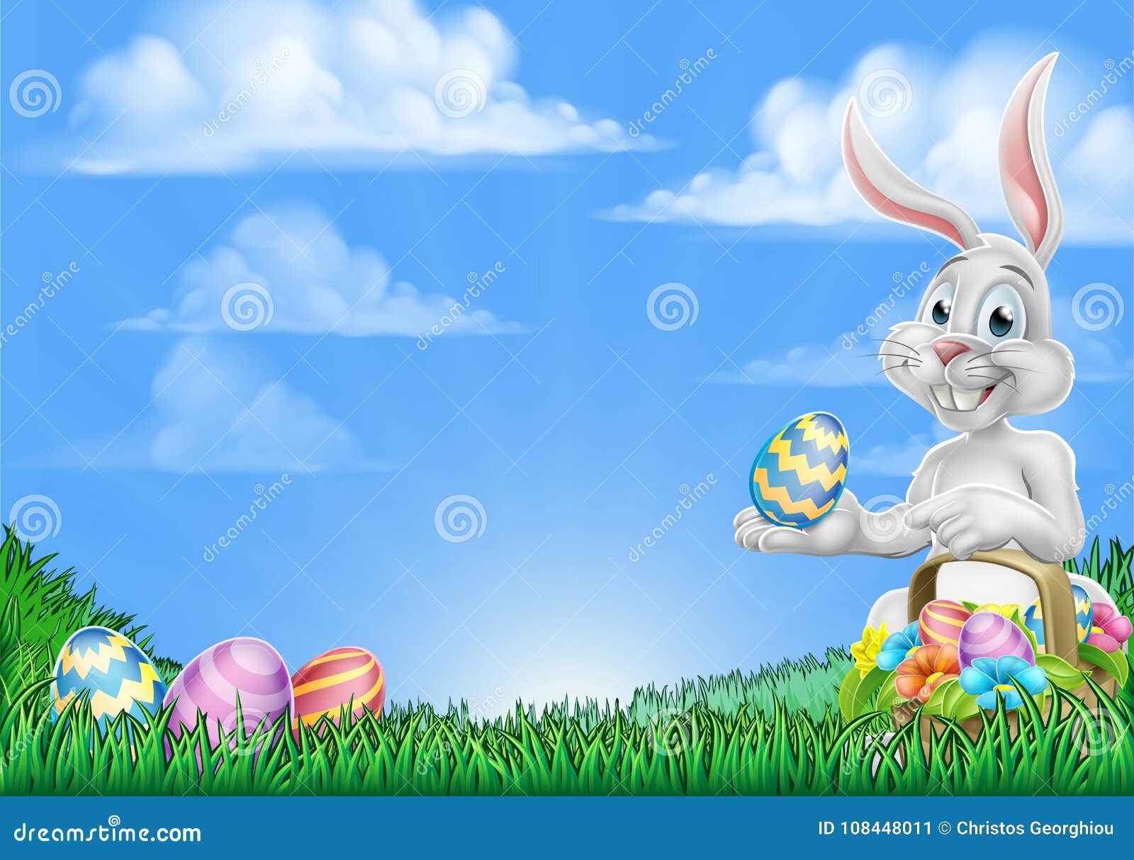 Easter Bunny Rabbit Egg Hunt Background Stock Vector Illustration Of Bunnies Drawing