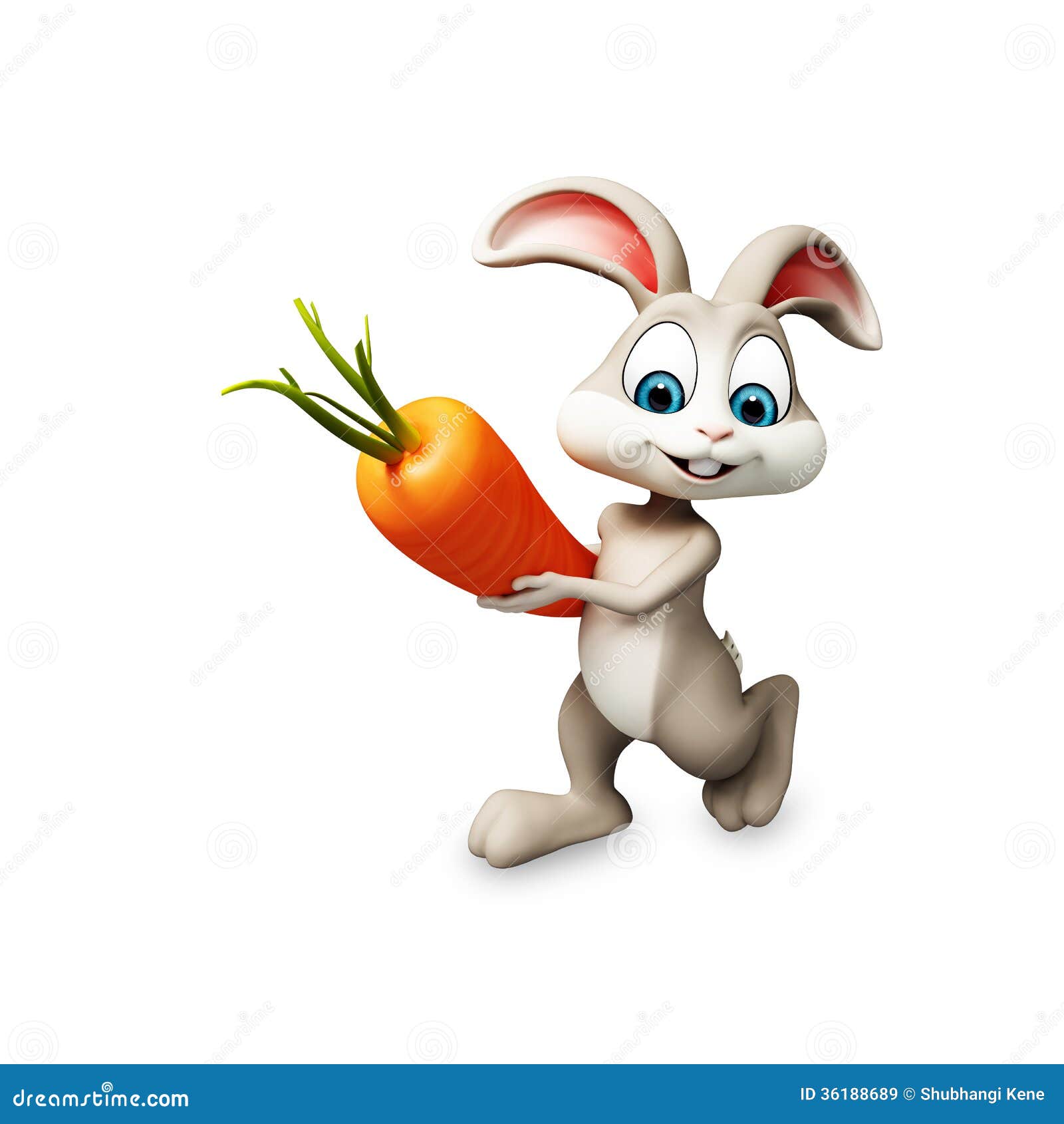 Easter Bunny Running With Carrot Stock Illustration Illustration Of