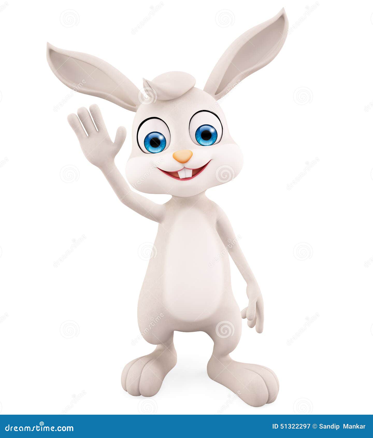 Easter Bunny with Saying Hi Pose Stock Illustration - Illustration of bunny,  three: 51322297