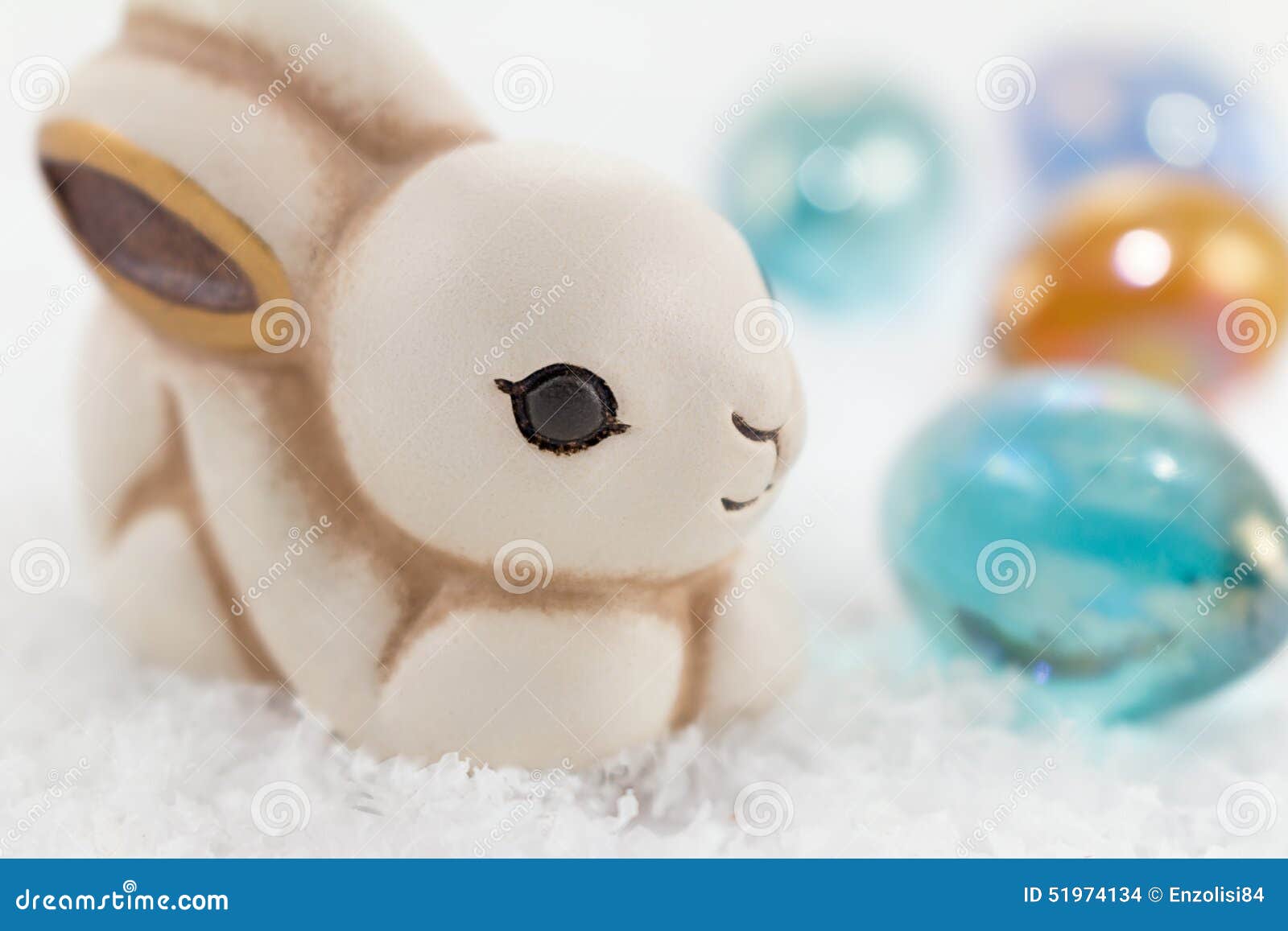 Easter bunny in the snow stock photo. Image of dessert - 51974134