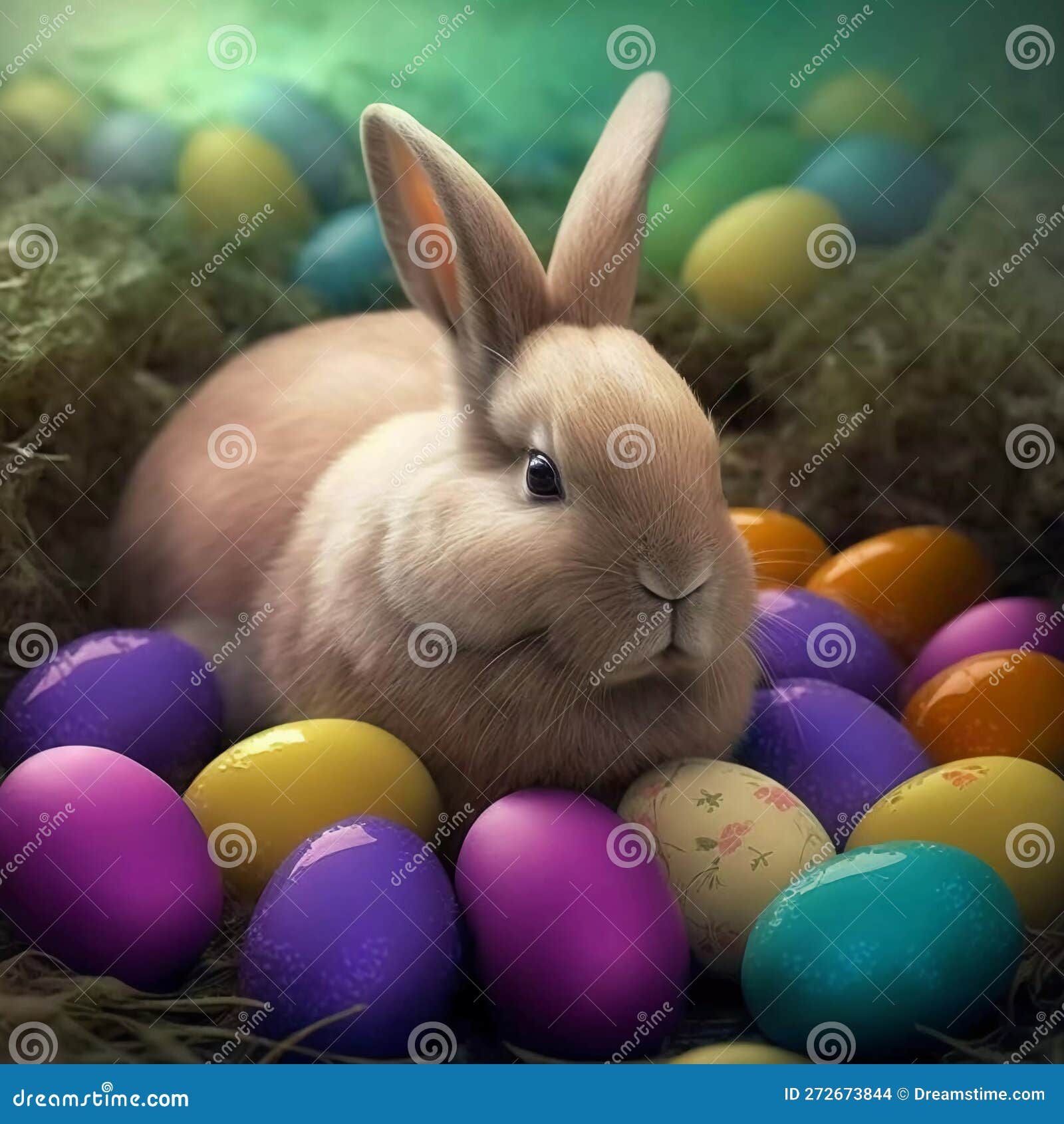 Easter Bunny Surrounded by Easter Eggs. Easter Design Stock ...