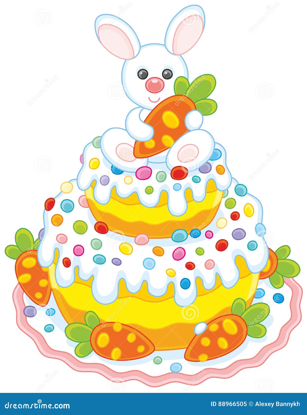 Easter cake with a bunny stock vector. Illustration of carrot 88966505