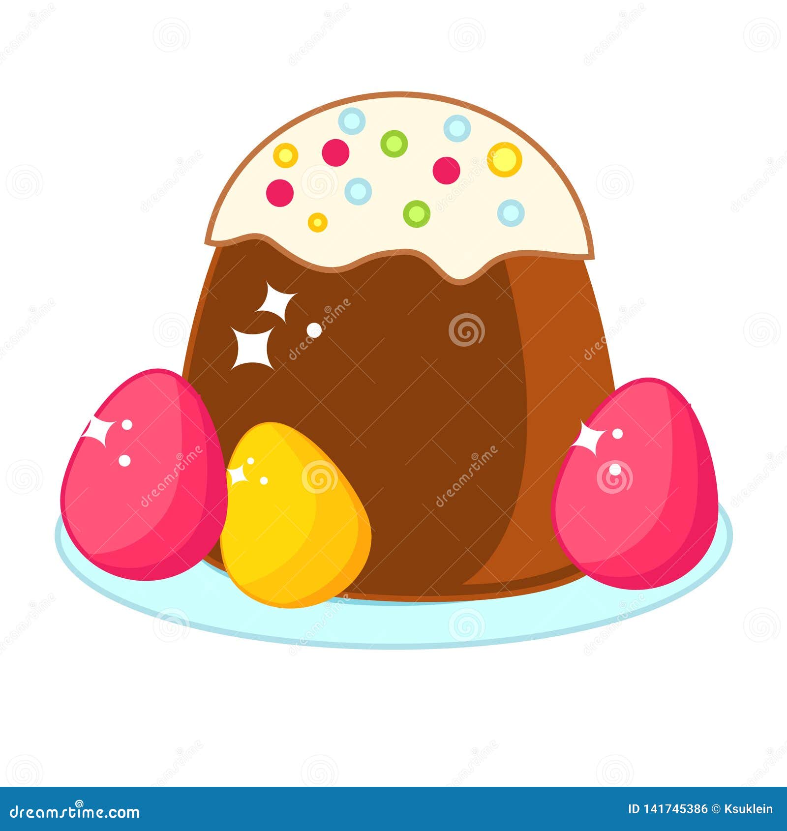 Easter Cake with Colored Eggs. Easter Food Clip Art Stock Vector Illustration of easter