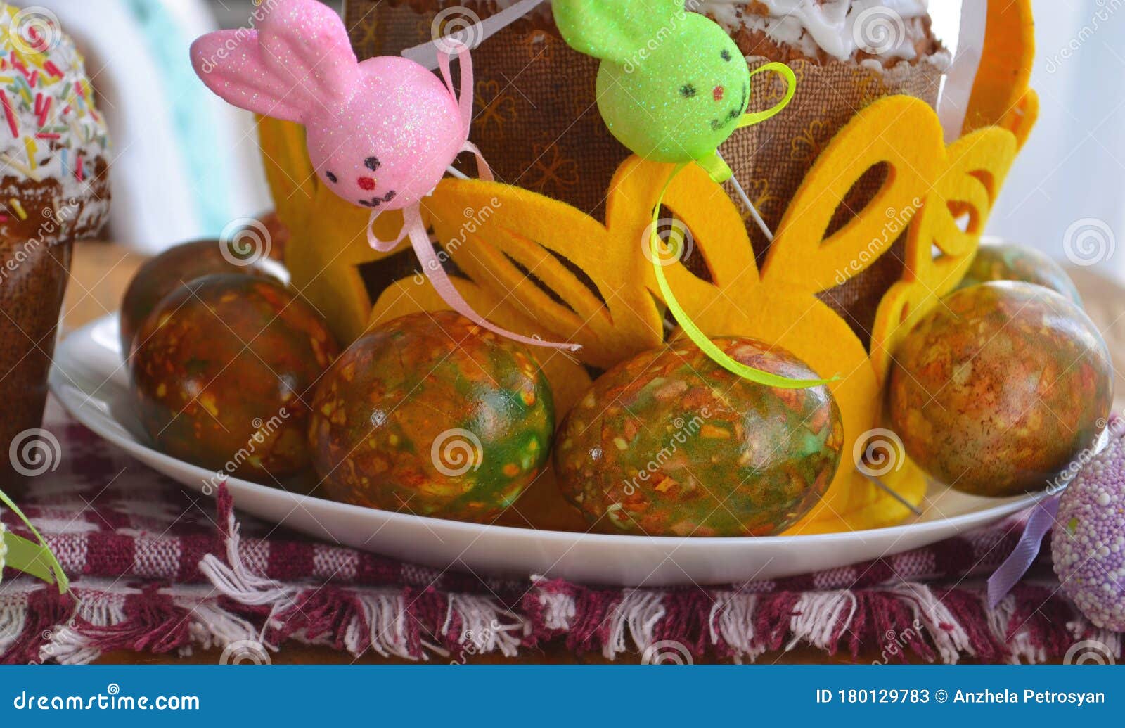 Easter Cake And Eggs, Close Up. Protection. Quarantine For ...