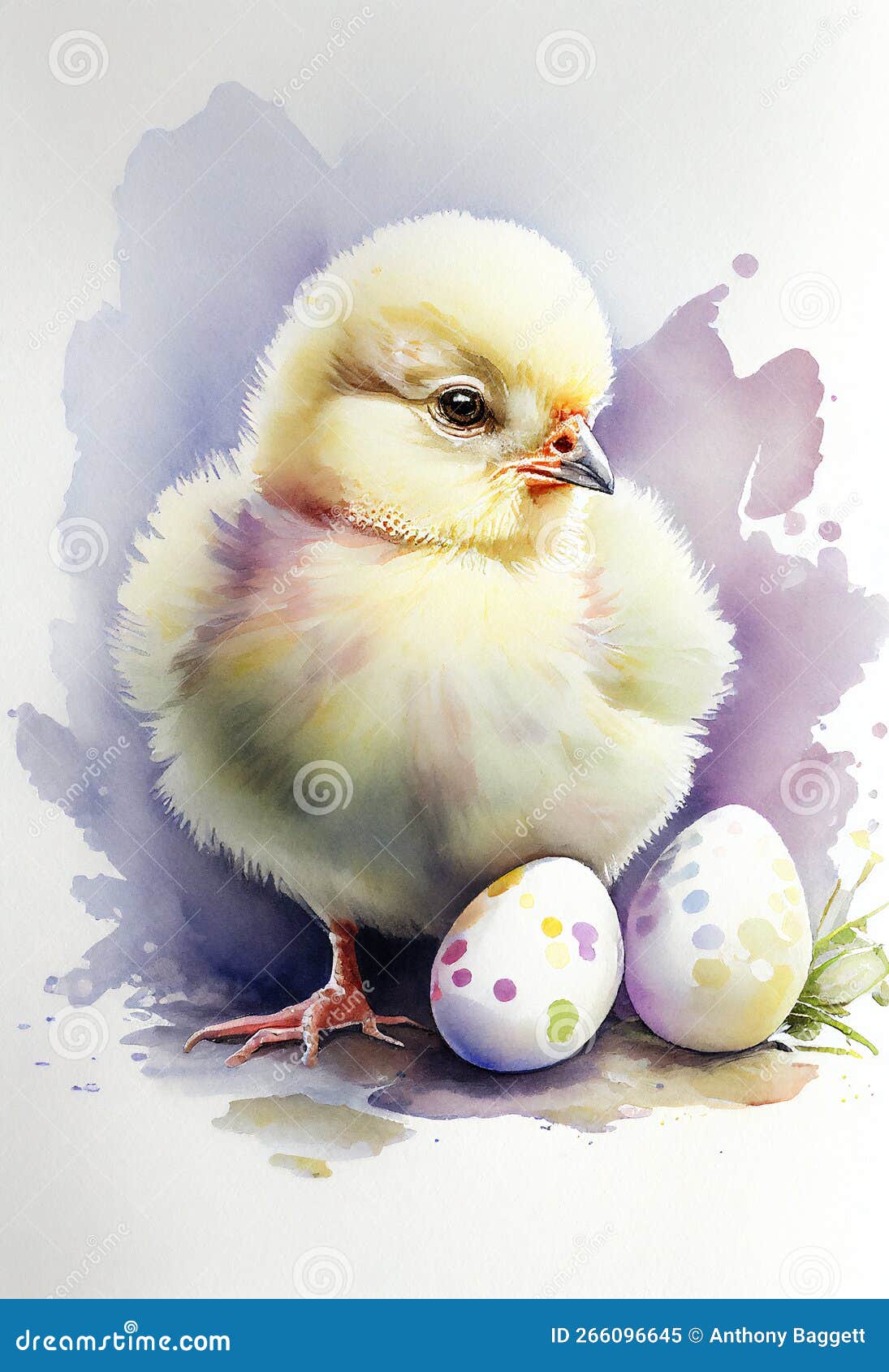 Easter Chick Surrounded by Colourful Eggs Stock Illustration