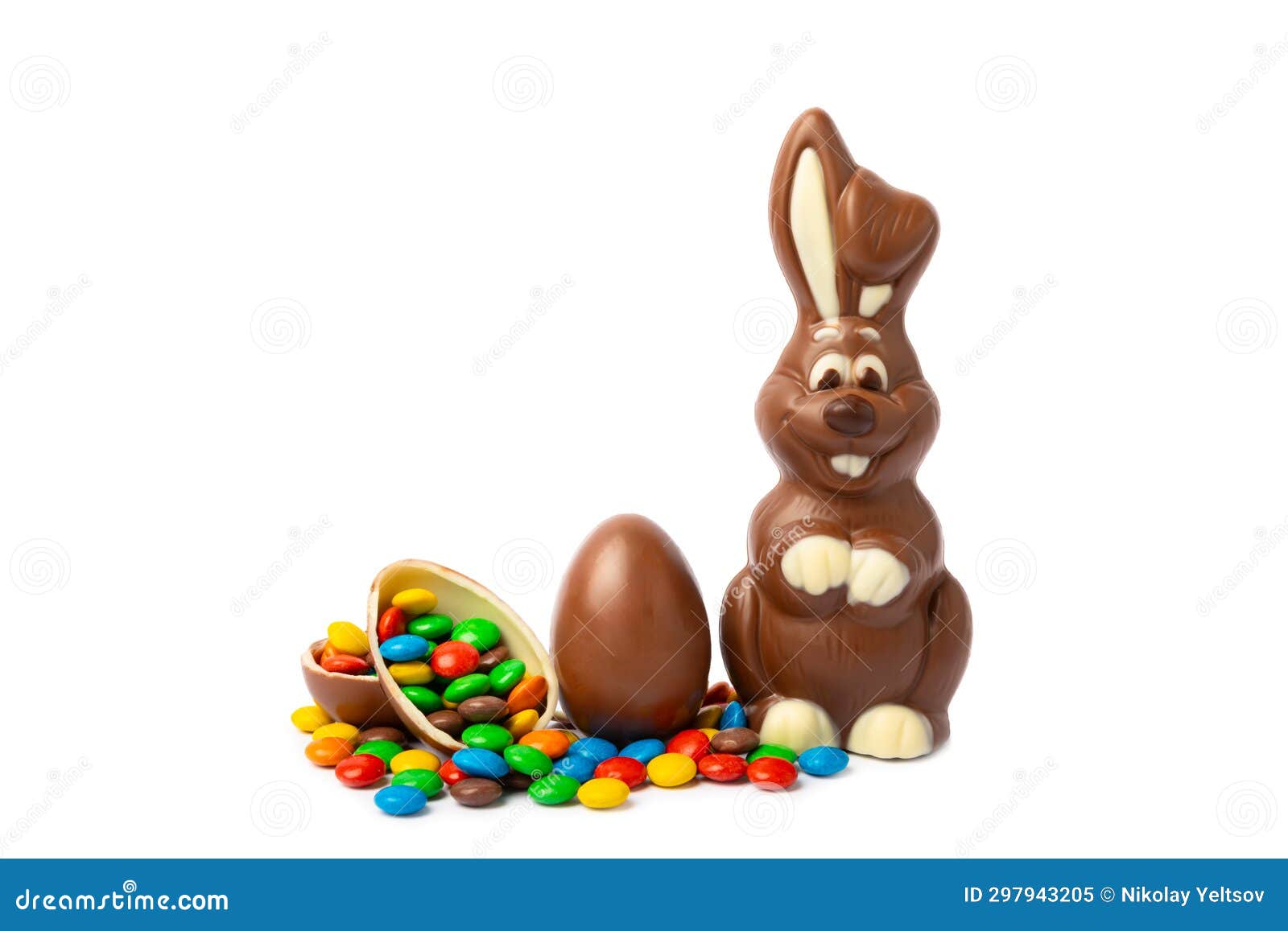 Easter Chocolate Bunny Isolated on a White Background. Stock Image