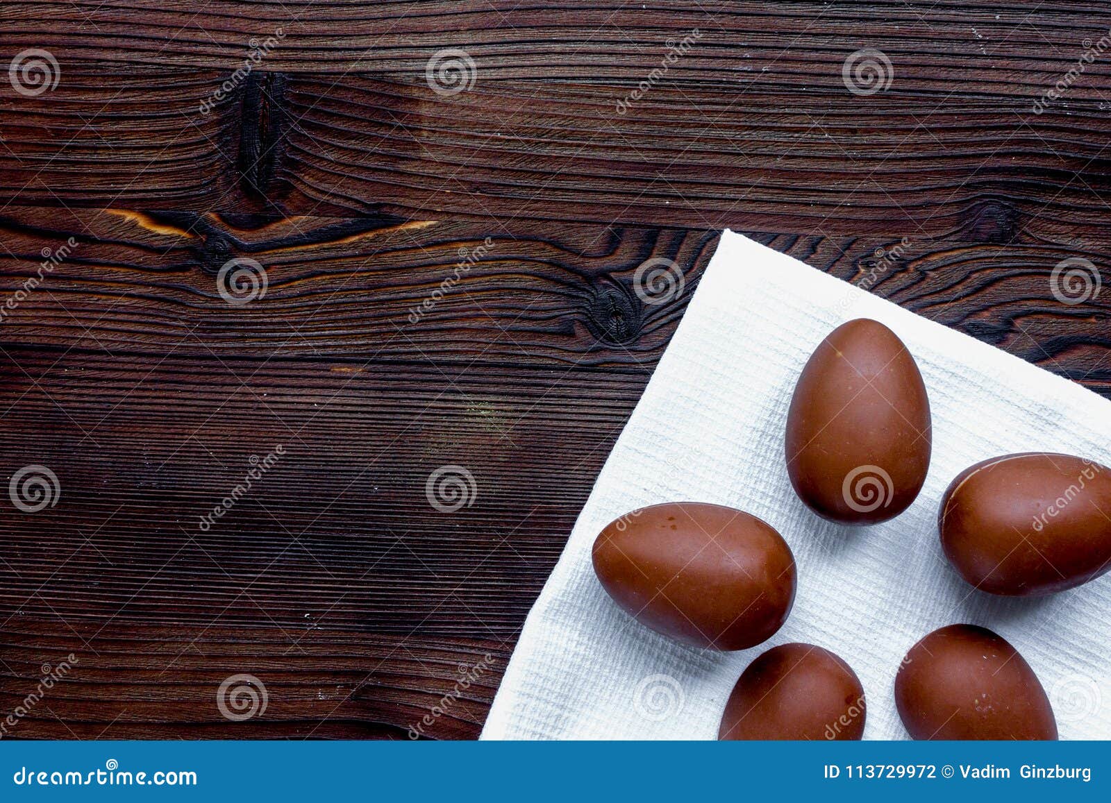 Download Easter Chocolate Eggs Top View On Wooden Background Mock Up Stock Photo - Image of decor, happy ...