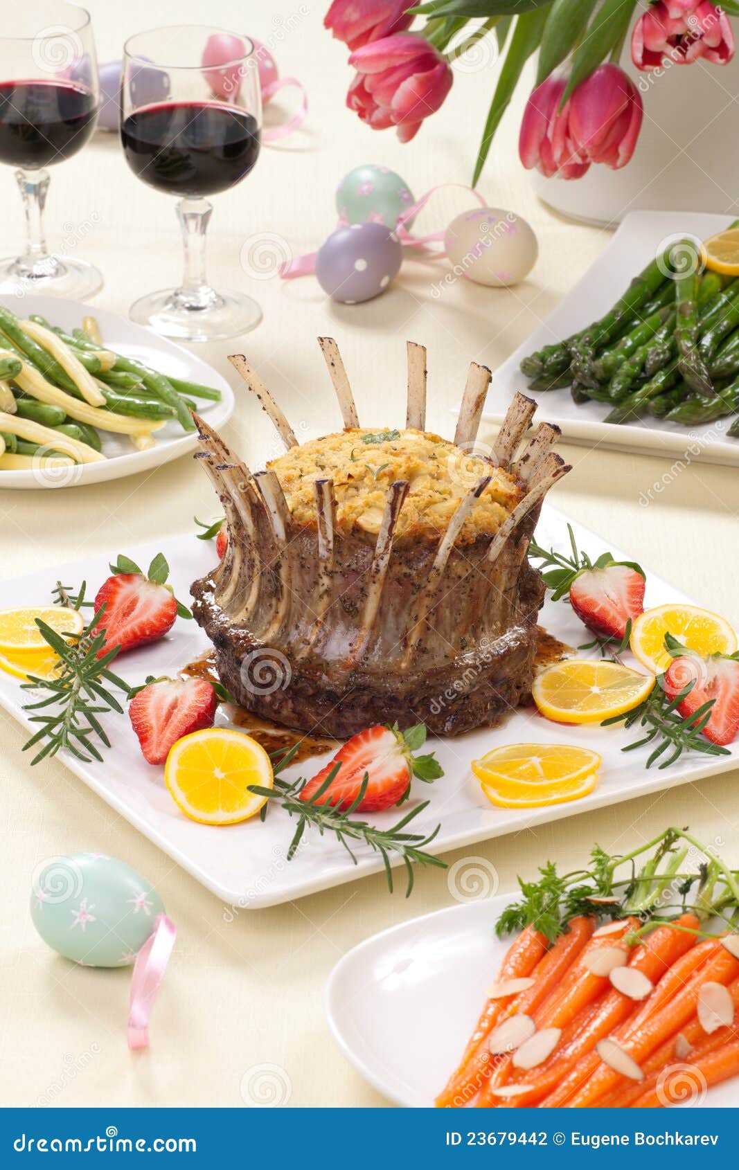 Easter Crown Roast of Lamb stock photo. Image of flowers - 23679442