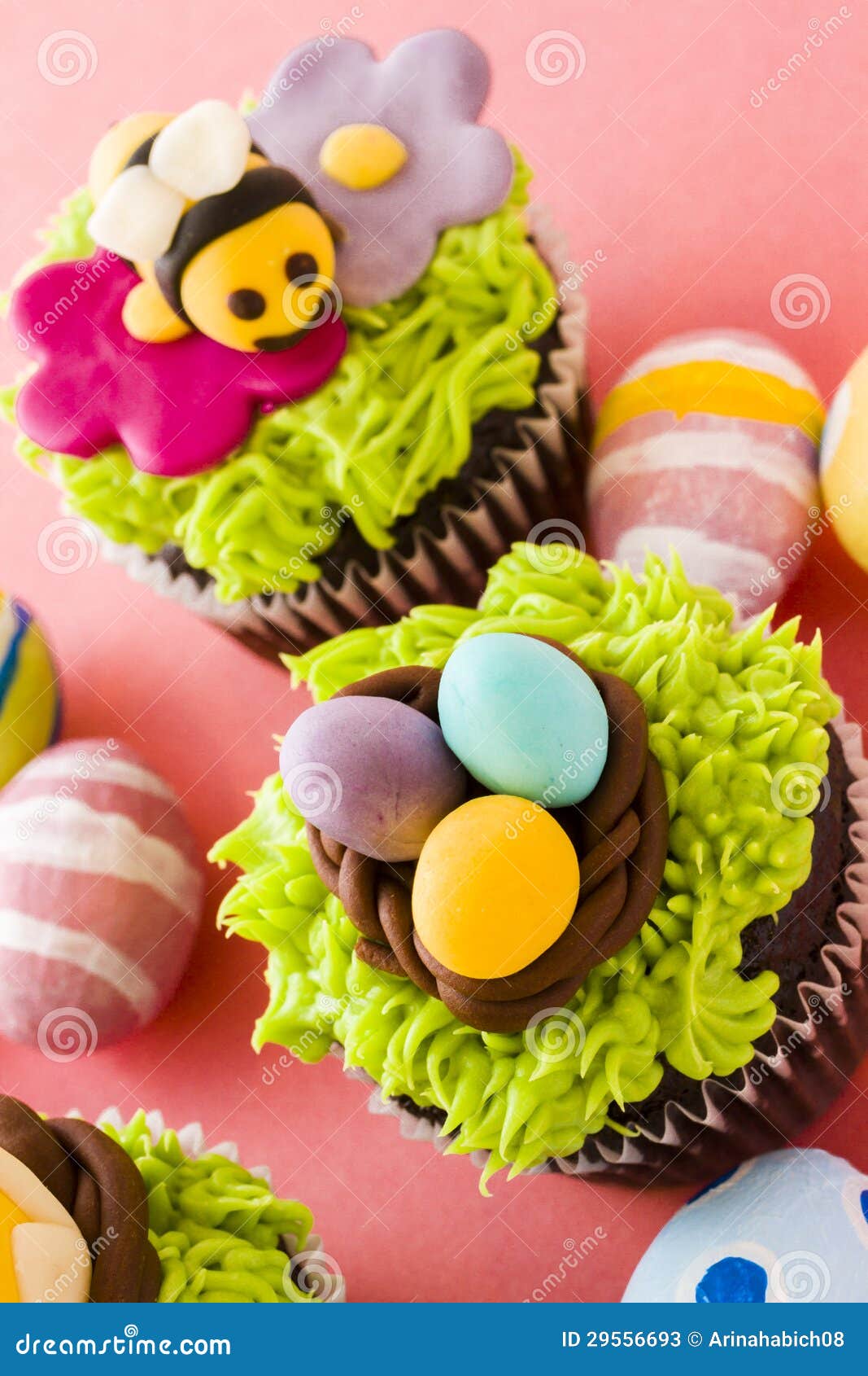 Easter cupcakes stock image. Image of pink, chicken, easter 29556693