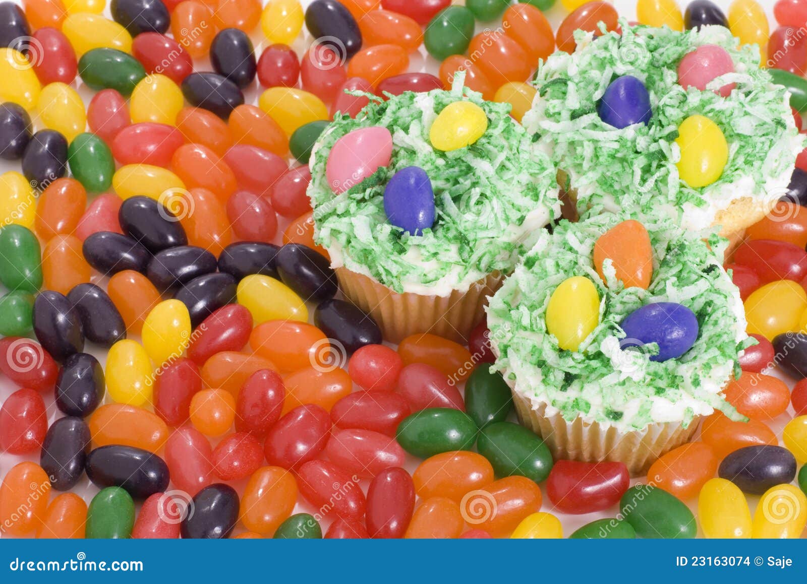 Easter Cupcakes and Jelly Beans Stock Photo Image of snack, festive