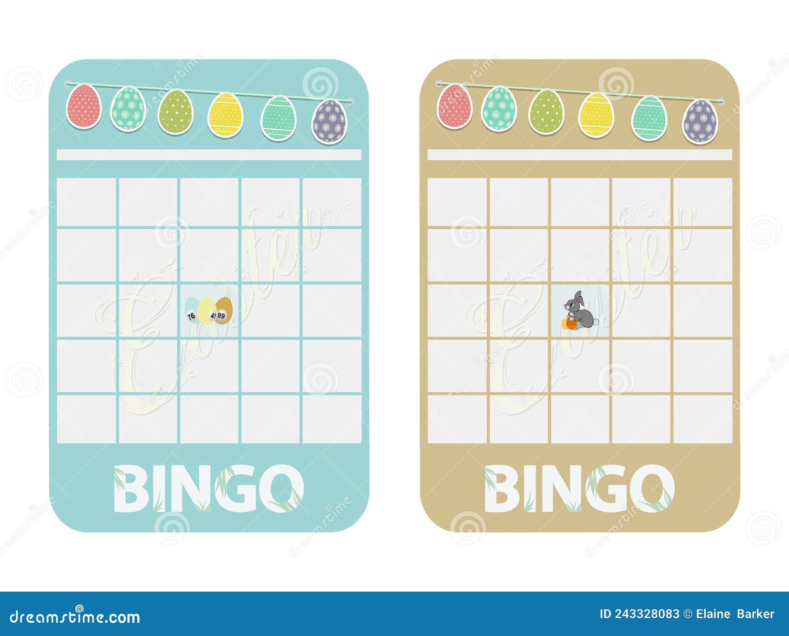 Easter Decorated Blank Bingo Cards with Bunting Stock Vector