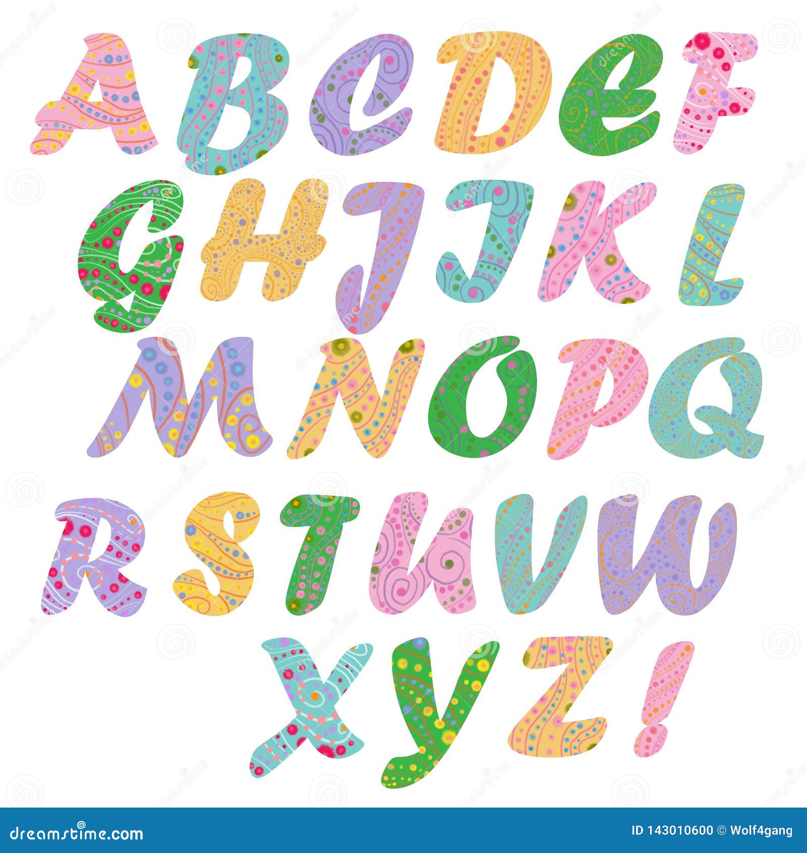 Easter Decorated English Capital Letters in Pastel Colors. Stock ...