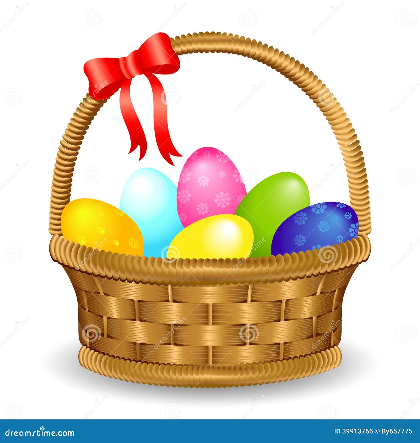 Easter Egg Basket with bow stock vector. Illustration of easter 39913766