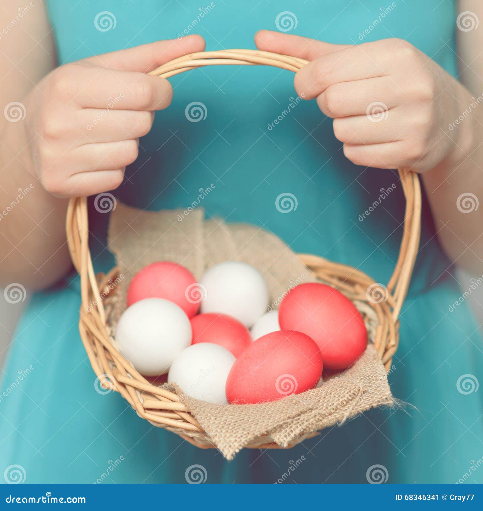 Easter Egg in basket stock image. Image of angle, sarafan 68346341