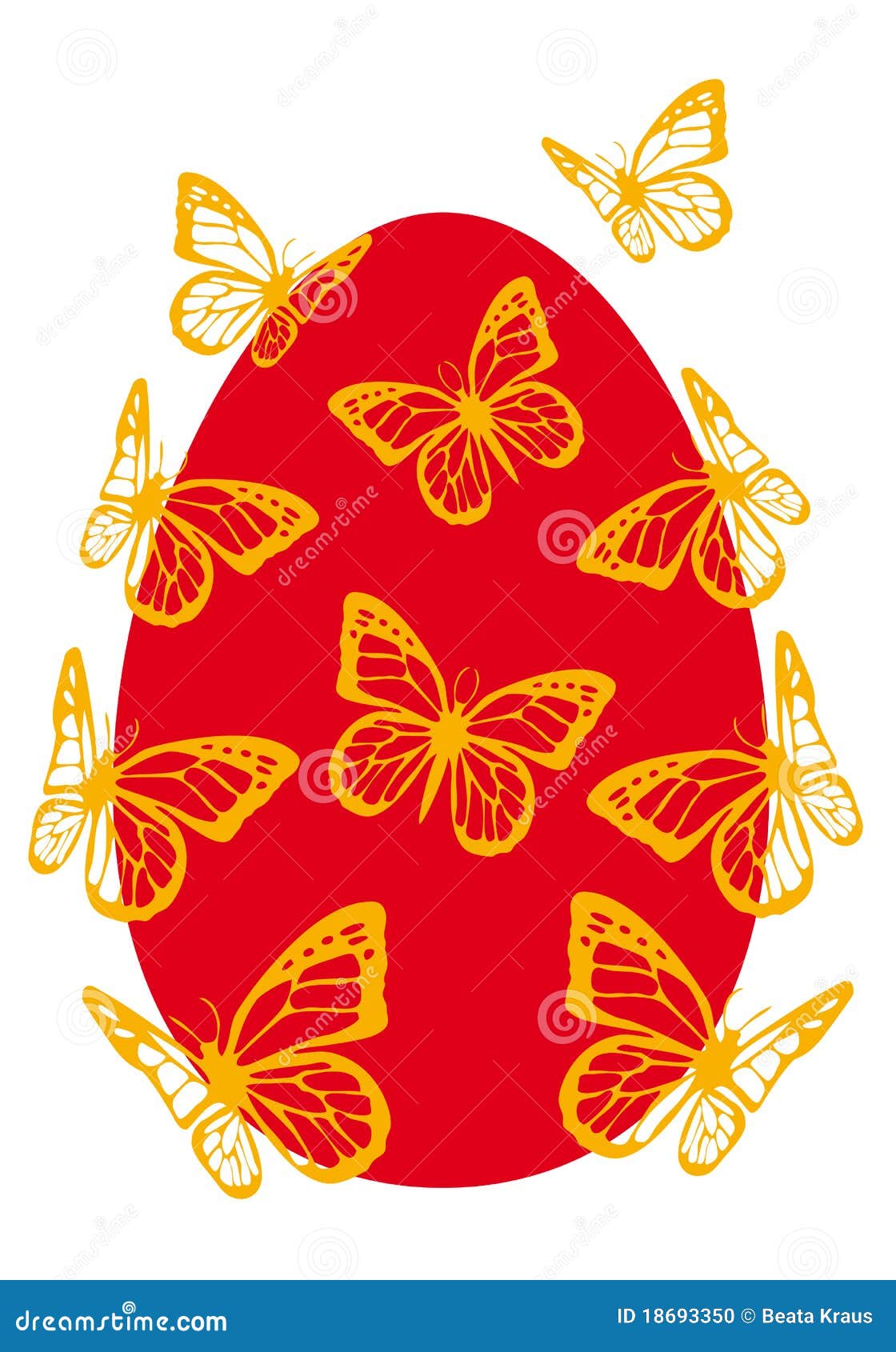 Easter Egg with Butterflies, Stock Vector Illustration of symbol