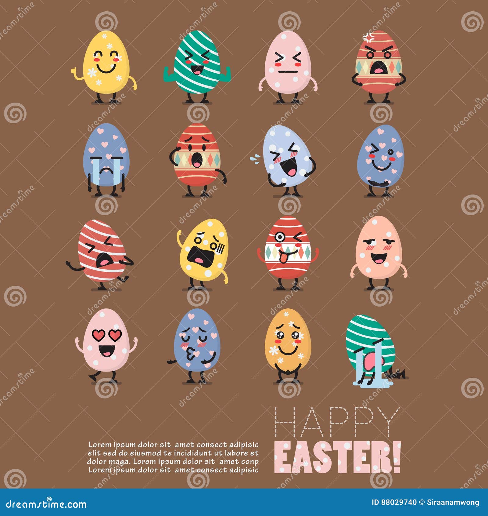 Easter Egg Character Emoji Set Stock Vector Illustration of chat
