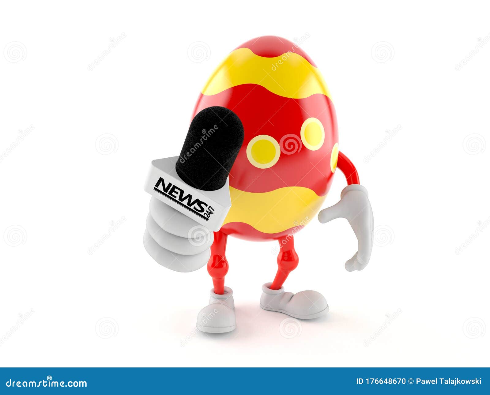 Easter Egg Character Holding Interview Microphone Stock Illustration