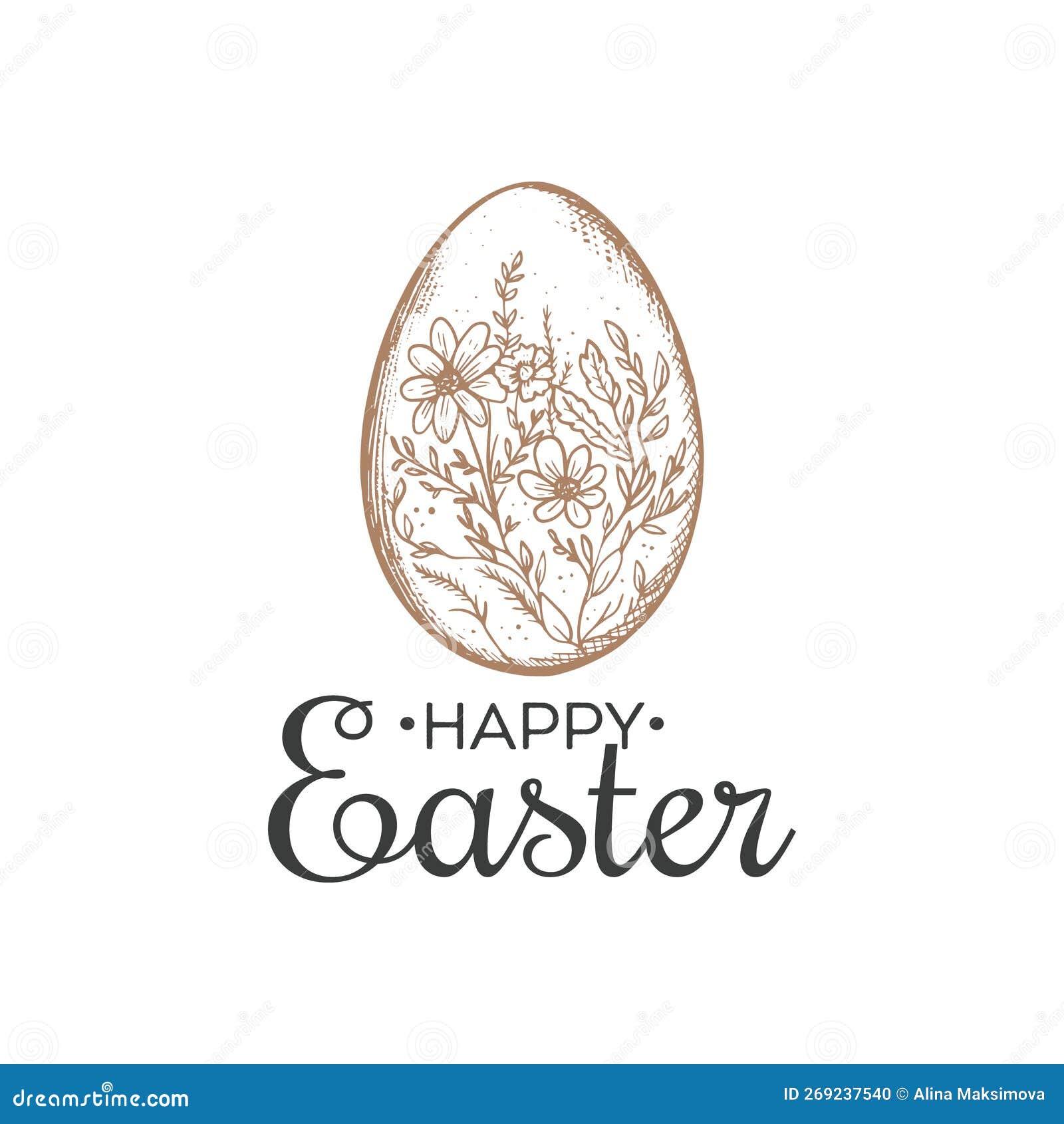 Easter Egg Vector Illustration Hand Drawing Stock Vector Illustration of drawn, vintage 269237540