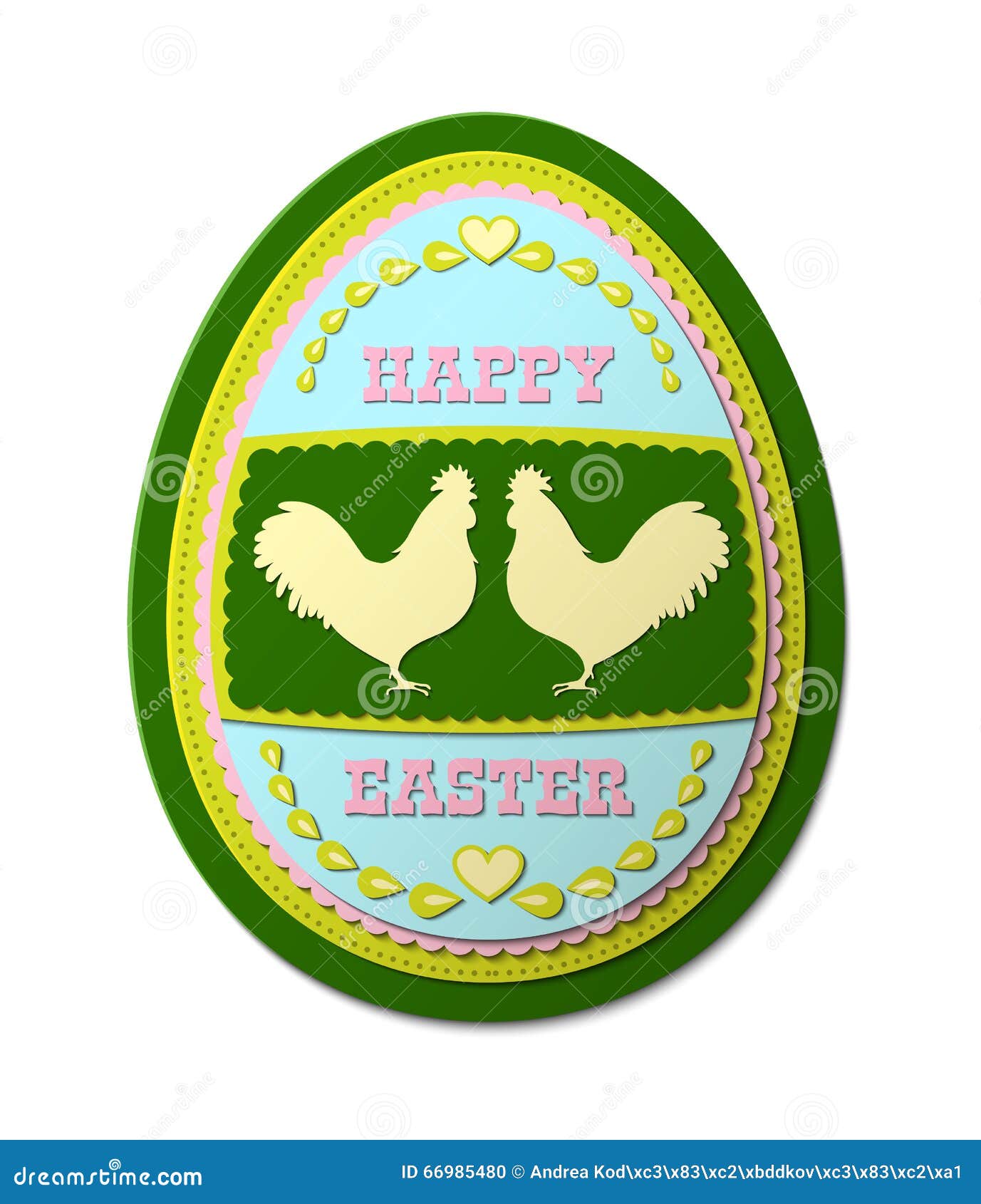 Easter Egg, with Floral Motives and Two Yellow Shapes of Rooster, Illustration Stock Vector - Illustration of poultry, blue: 66985480