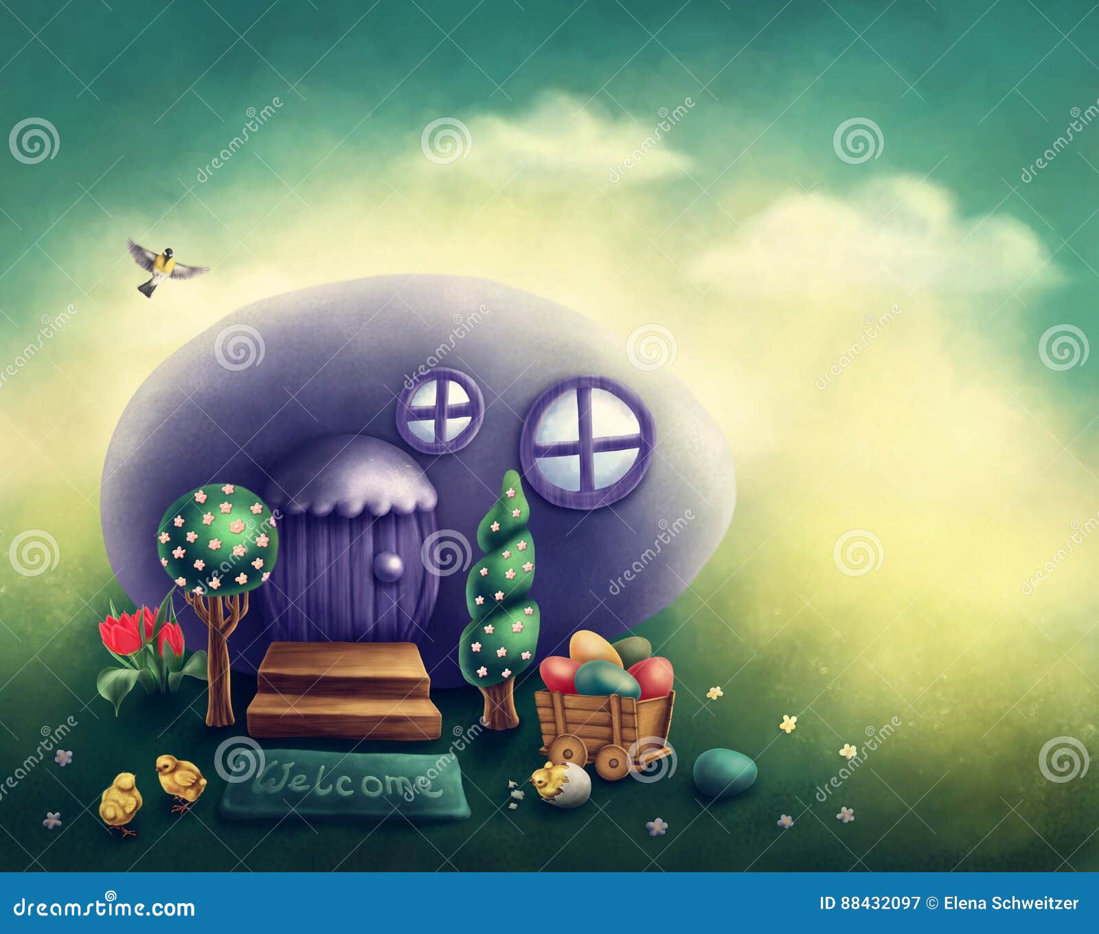 Easter egg house stock illustration. Illustration of fairy 88432097