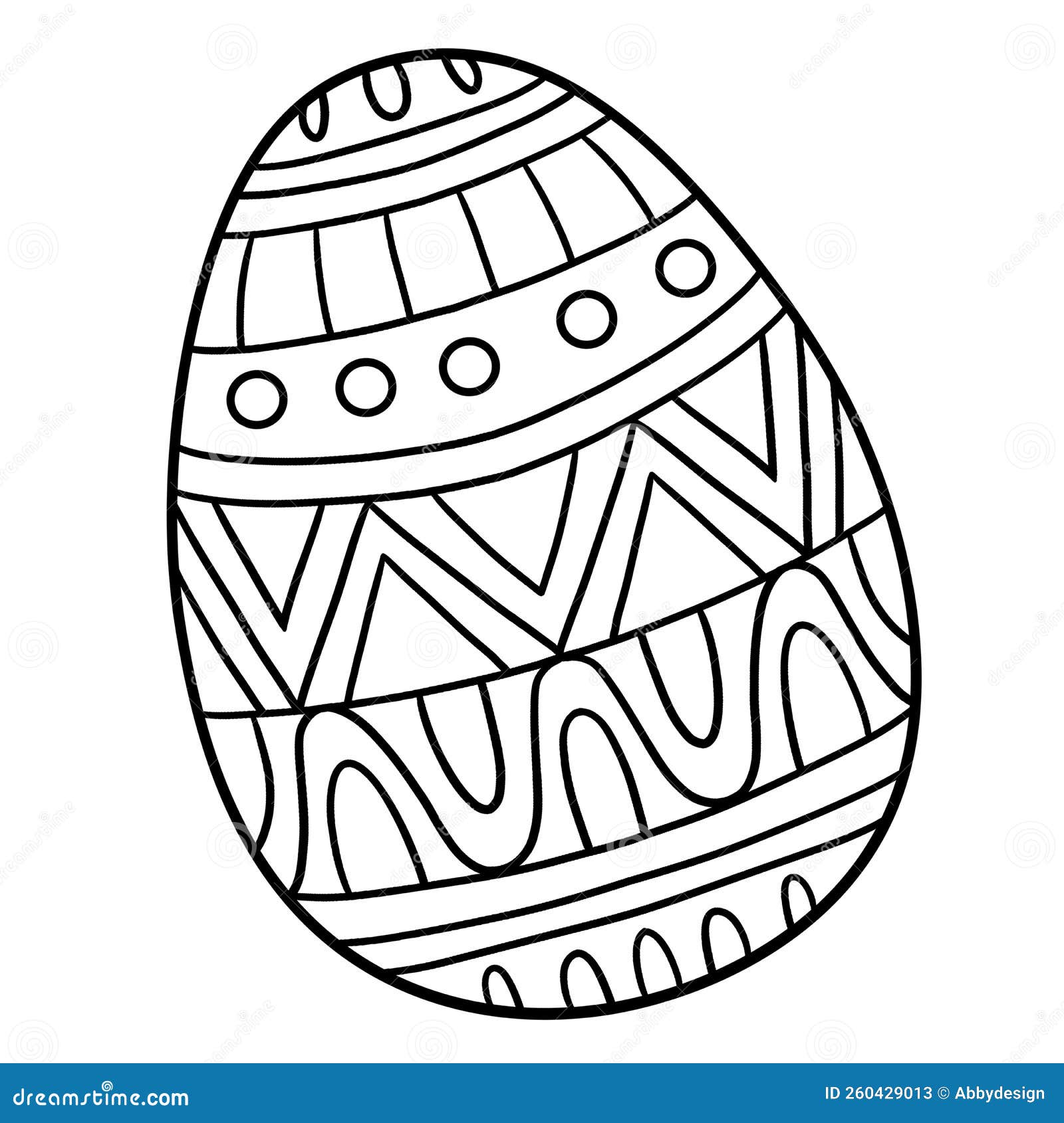 Easter Egg Isolated Coloring Page for Kids Stock Illustration