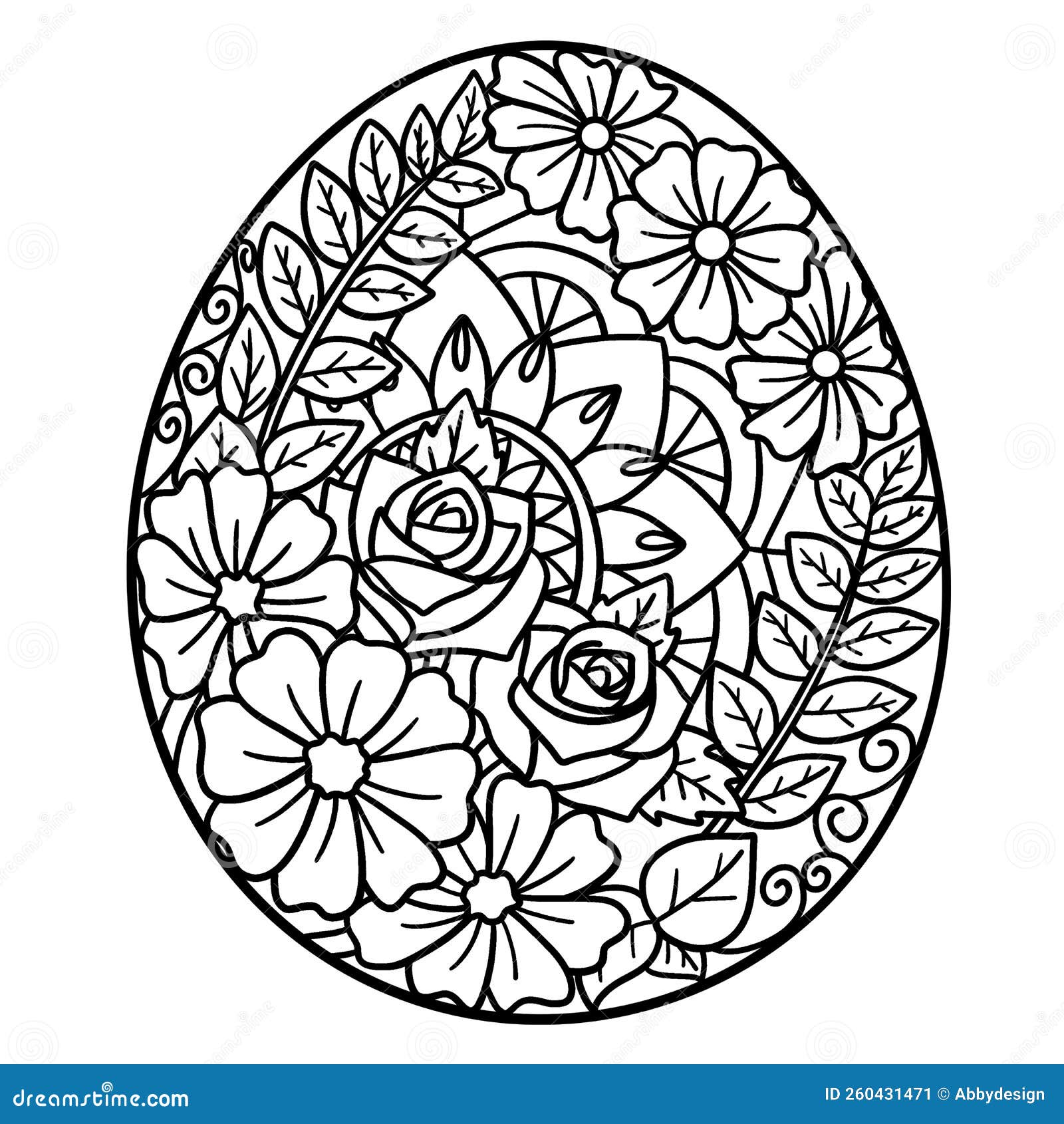 Easter Egg Mandala Isolated Coloring Page Stock Illustration - Illustration of holiday, crucify ...