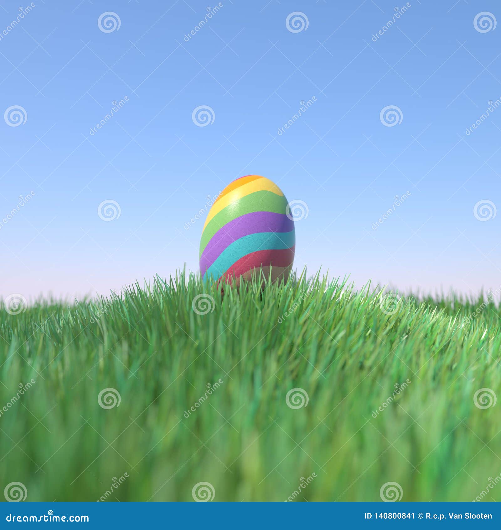 Easter Egg Rainbow Colored on Green Grass Hill Stock Image - Image of hill, horizon: 140800841
