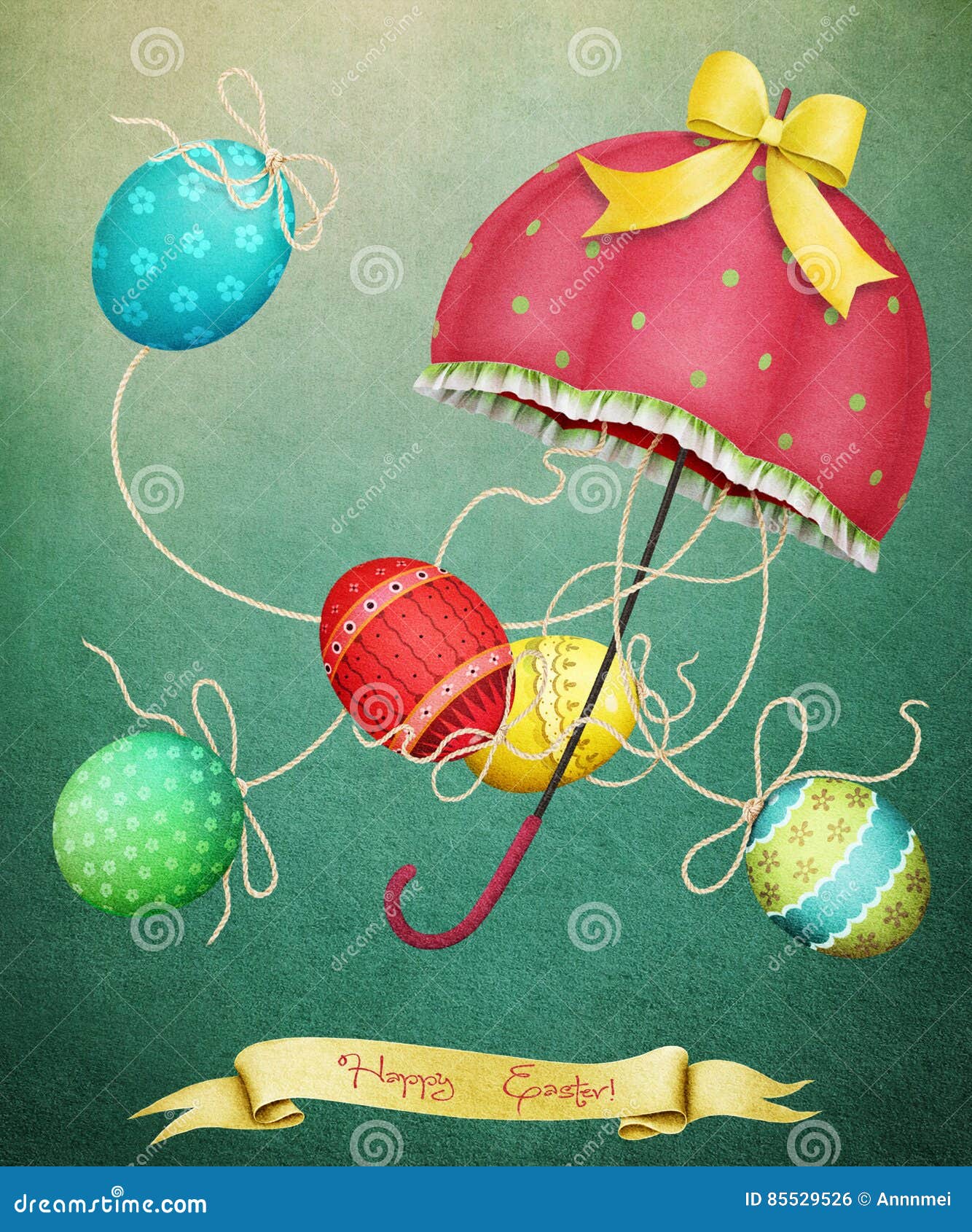 Easter, Egg, Umbrella and Banner Stock Illustration Illustration of