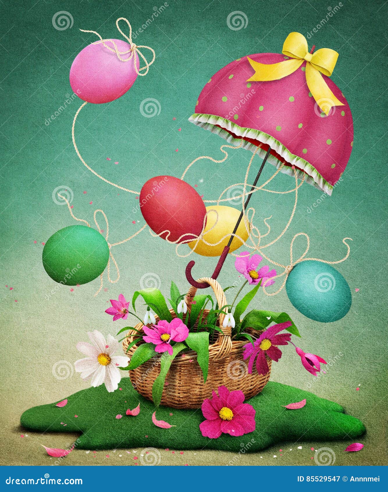 Easter Egg Umbrella Basket Stock Illustrations 105 Easter Egg