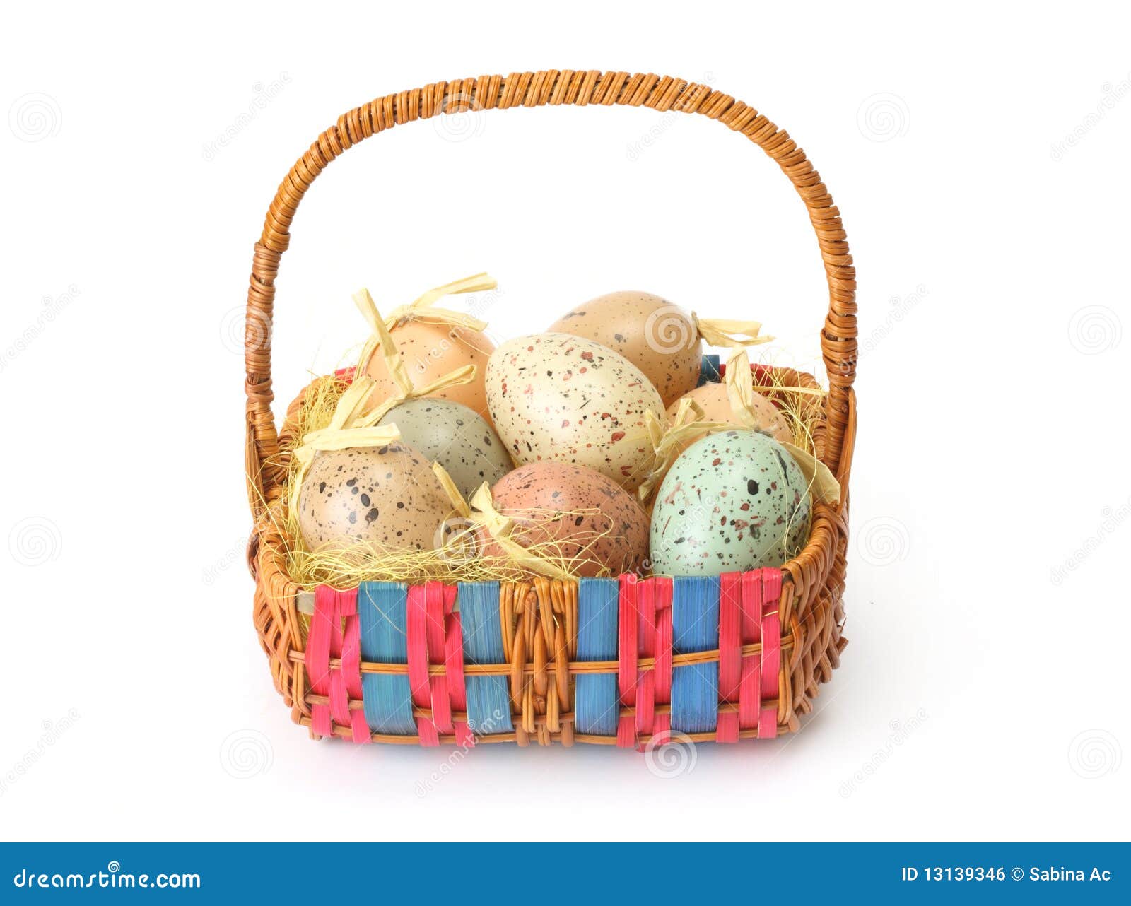 Easter eggs in basket stock photo. Image of still, yellow 13139346
