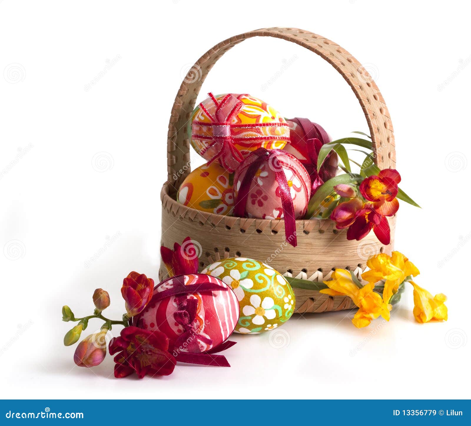 Easter eggs Basket stock image. Image of painted, handmade 13356779