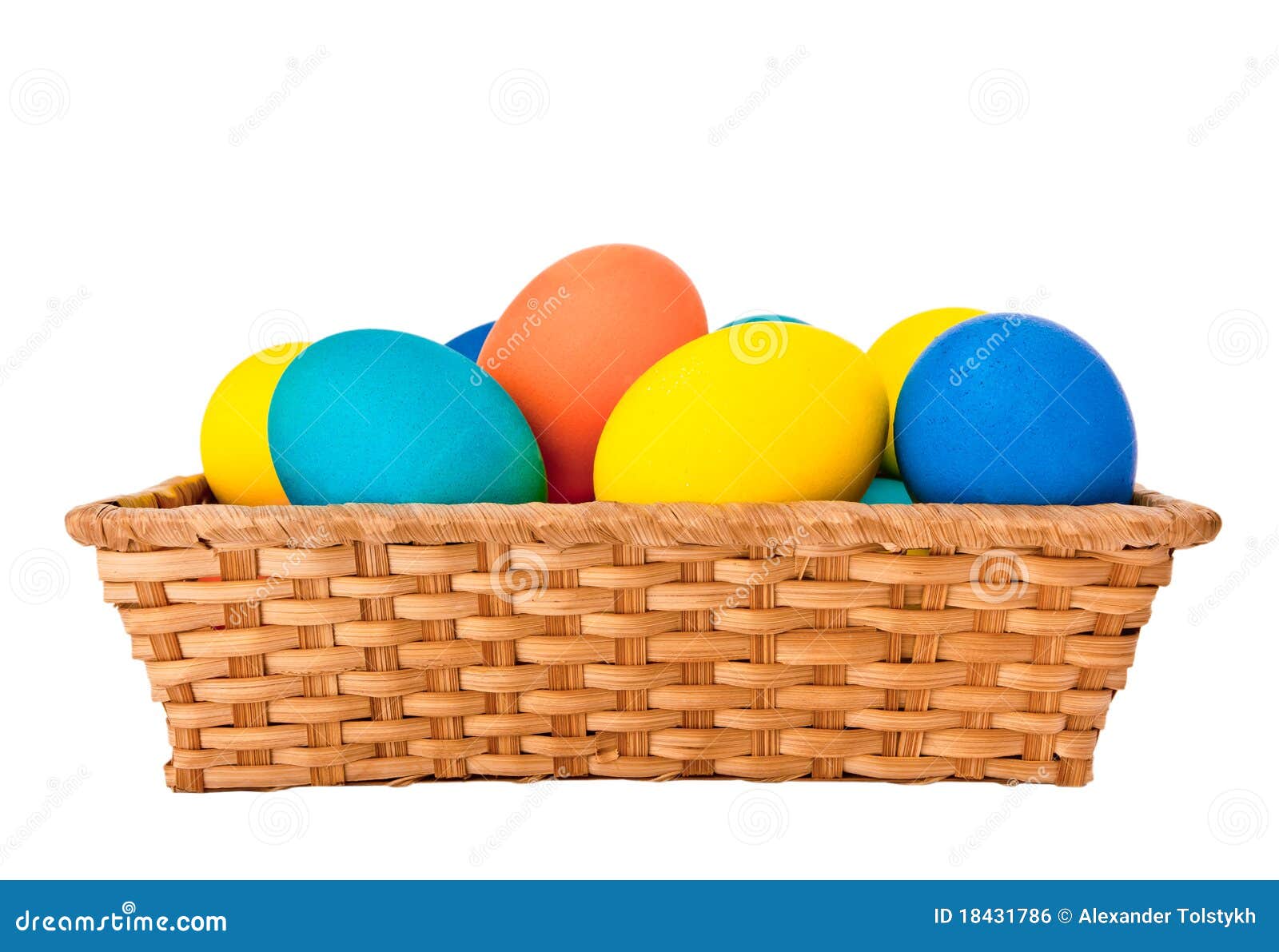 Easter eggs in basket stock photo. Image of blue, basket 18431786