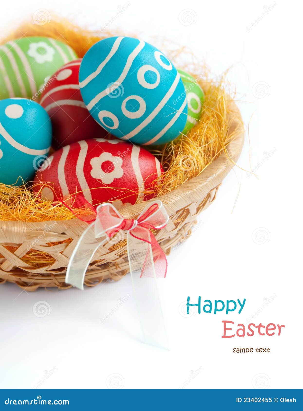 Easter eggs in a basket stock image. Image of background 23402455