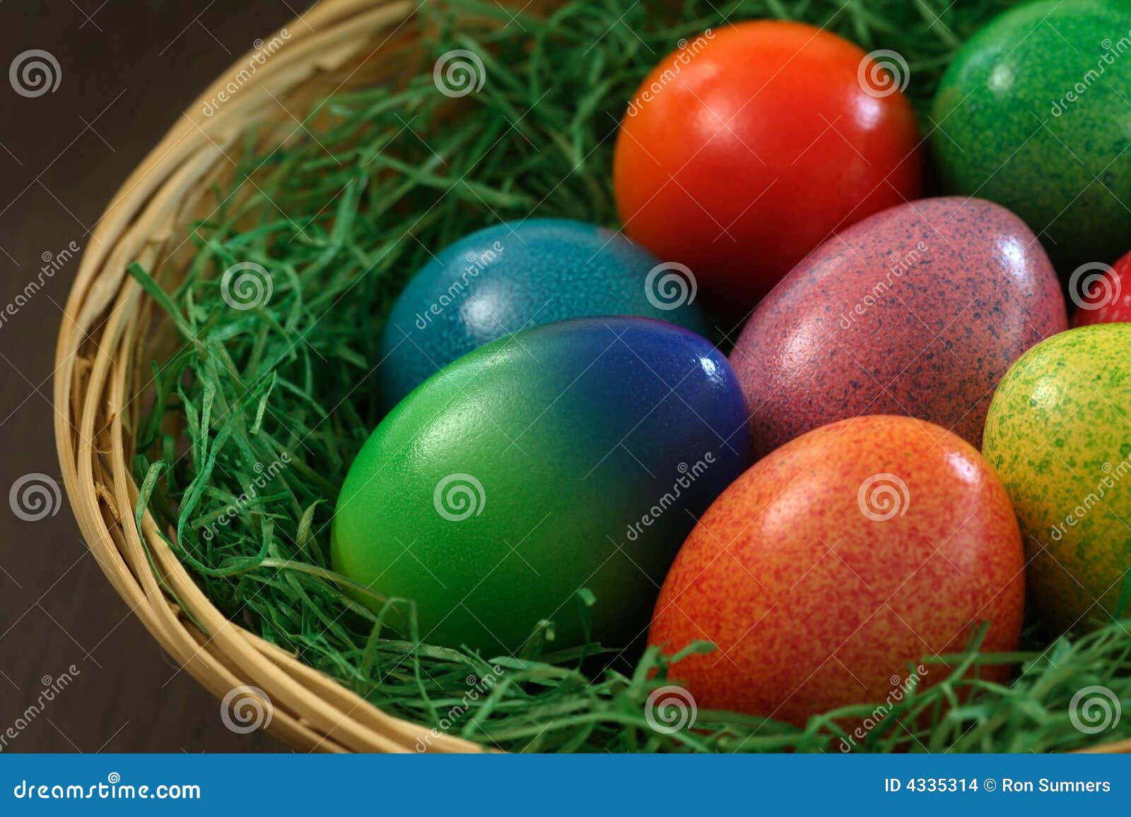 Easter eggs in basket stock photo. Image of celebration 4335314