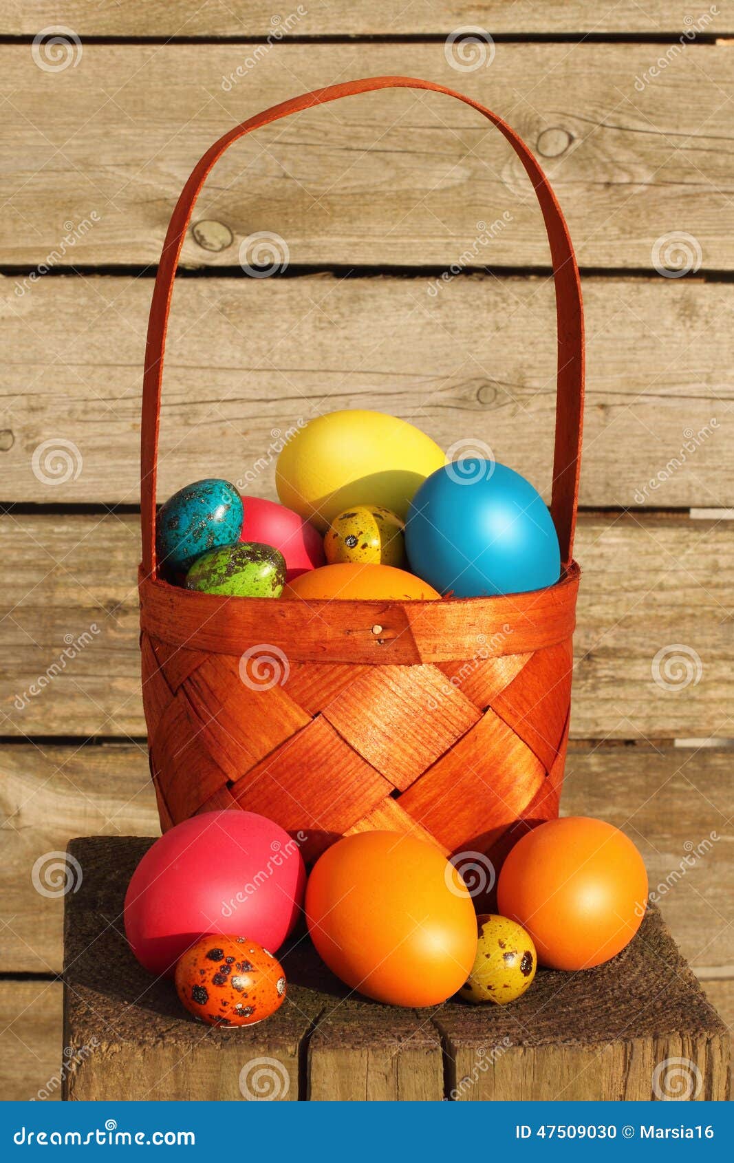 Easter eggs in basket stock photo. Image of fresh, cyan 47509030