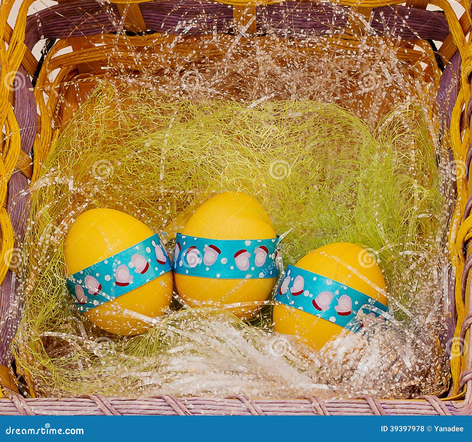 Easter eggs in the basket stock photo. Image of paint 39397978
